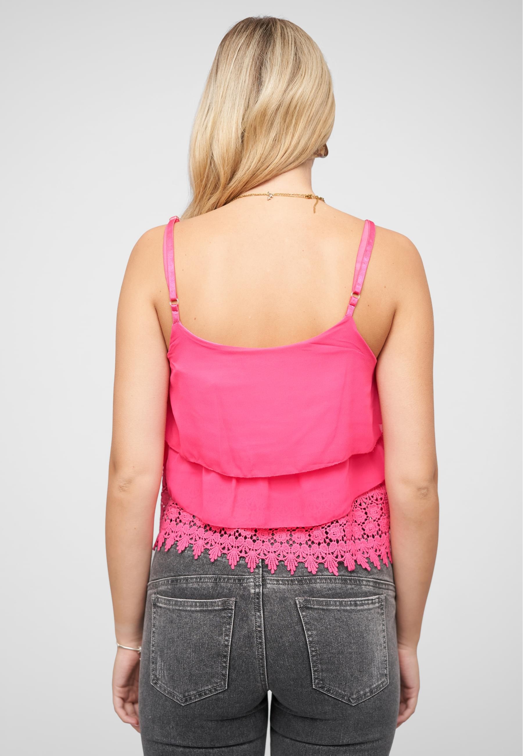 CLOUD 5IVE Muskelshirt »CLOUD 5IVE Chiffon Stufen Top mit Spitze 3-lagig«, (1 tlg.)