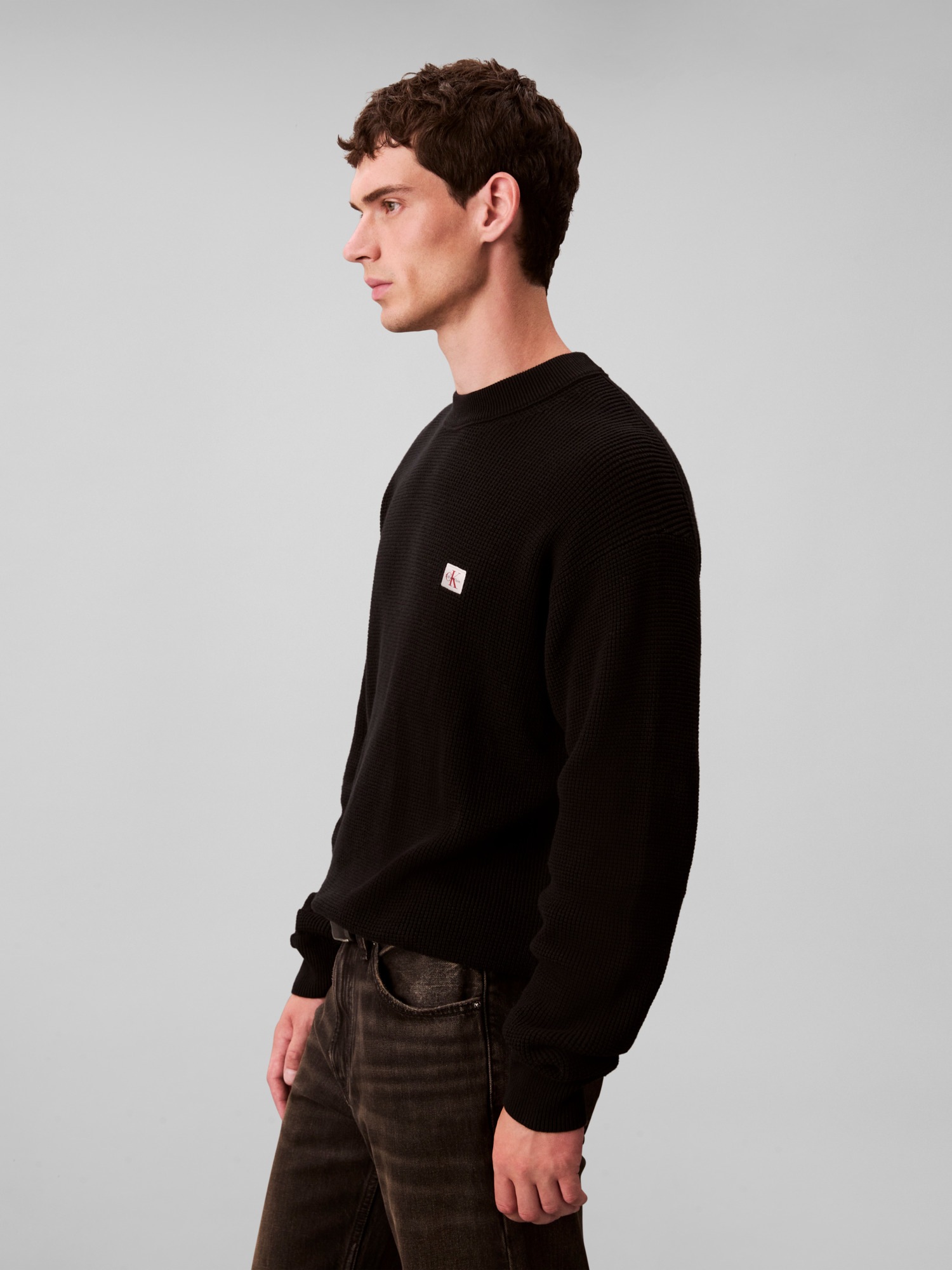 Thumbnail - Calvin Klein Jeans Rundhalspullover "LS EZ COTTON WAFFLE CRWNK SWTR 9" Rundhalsausschnitt, regular fit