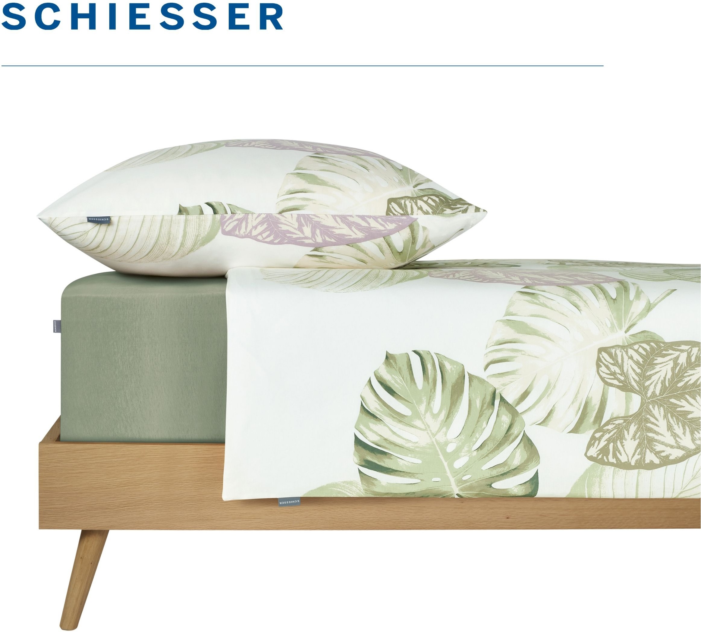 Schiesser Bettwäsche »Bretta aus weicher Baumwolle mit filigranem Palmwedel-Muster« 2 Stk. OEKO-TEX® MADE IN GREEN
