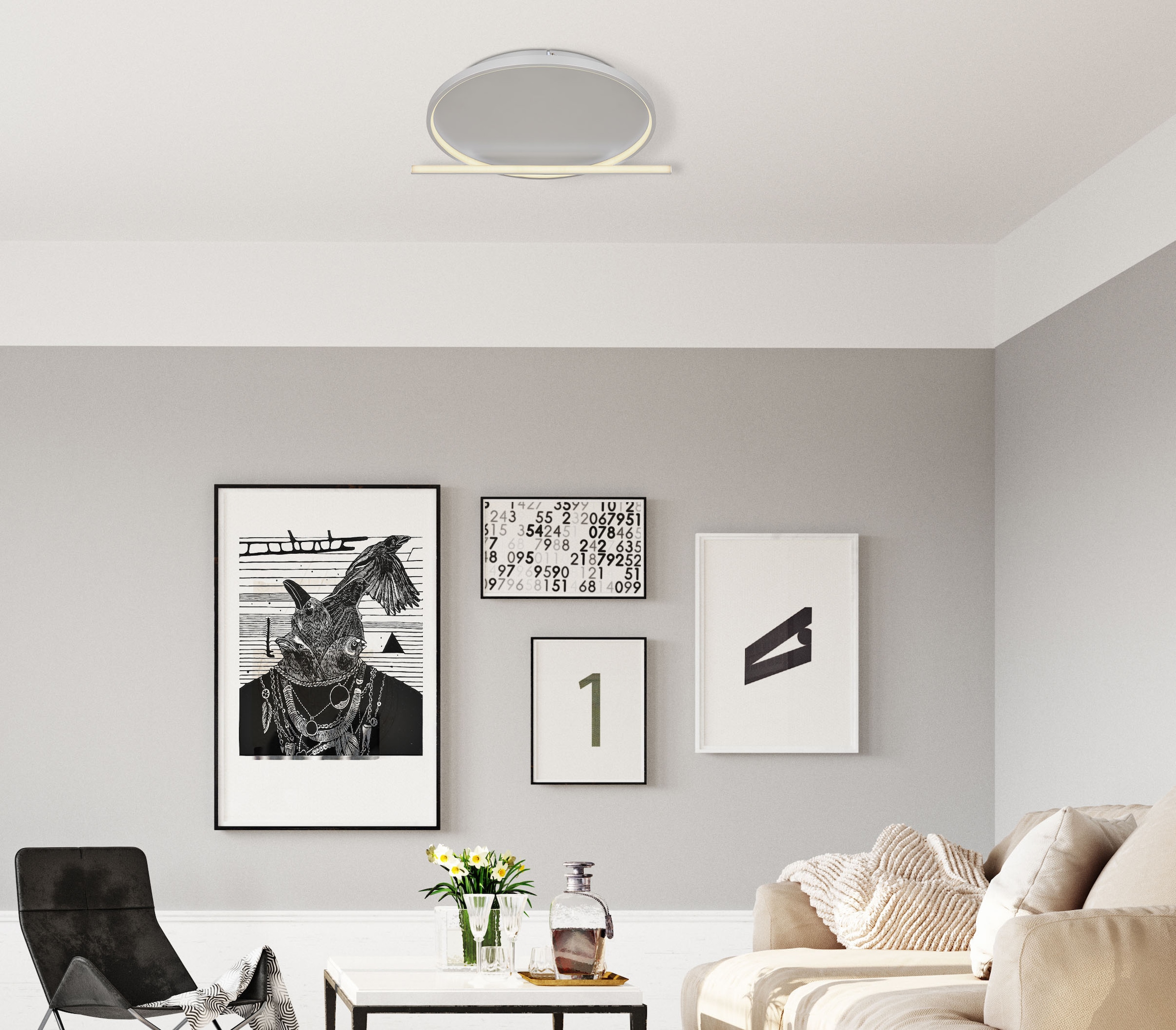 GLOBO LIGHTING LED Deckenleuchte »RONDA«, Leuchtmittel LED-Modul | LED fest integriert, Deckenlampe/LxBxH: 635x480x82mm/Wohnzimmer/Schlafzimmer