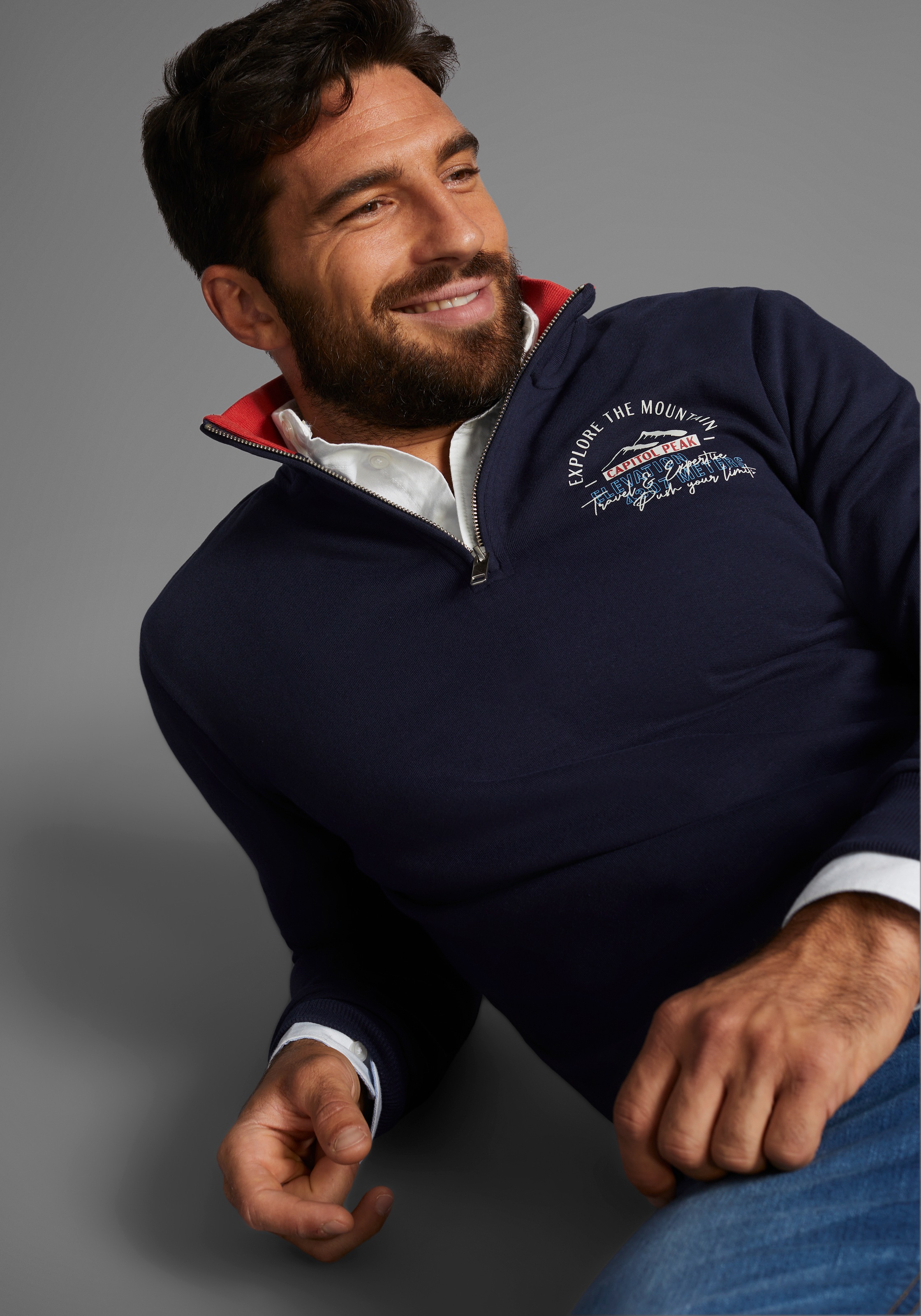 Thumbnail - Mans World Sweatshirt, mit Kontrastkragen - Neue Farben