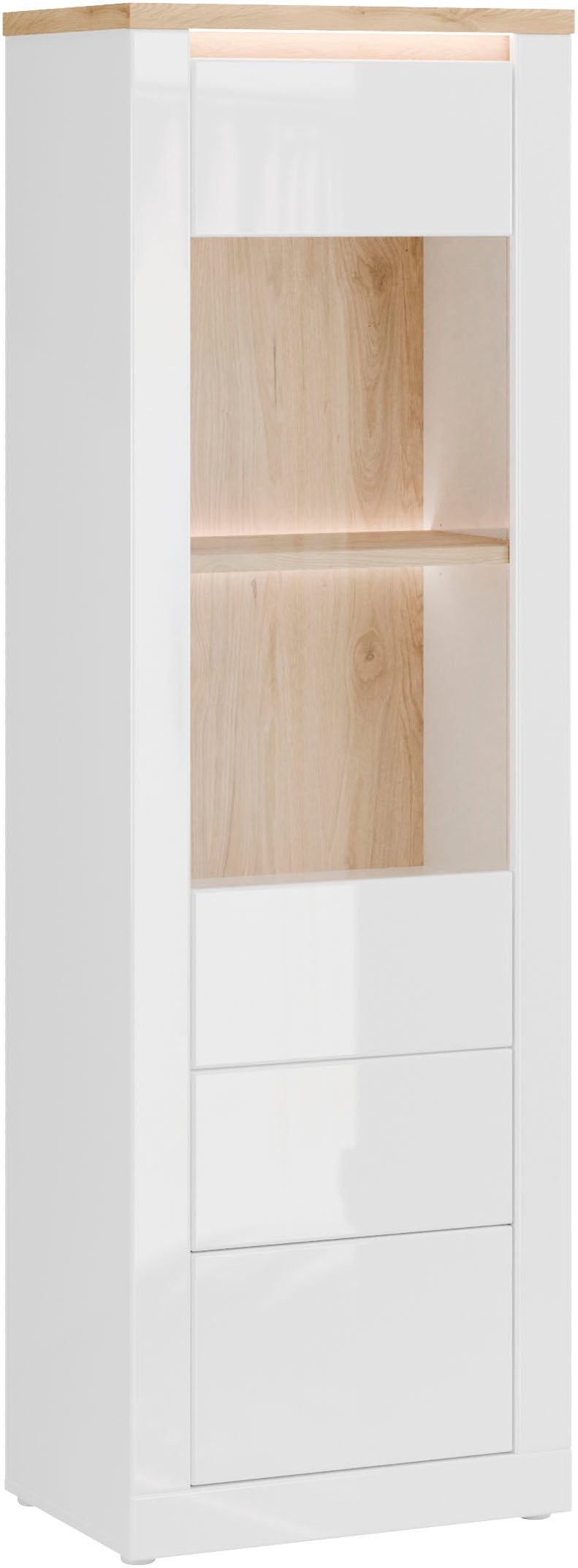 FORTE Vitrine "Vitrine, Türanschlag frei wählbar, grifflos, Push to Open" B/H/T 61,7/192,2/41,6 cm inklusive Beleuchtung