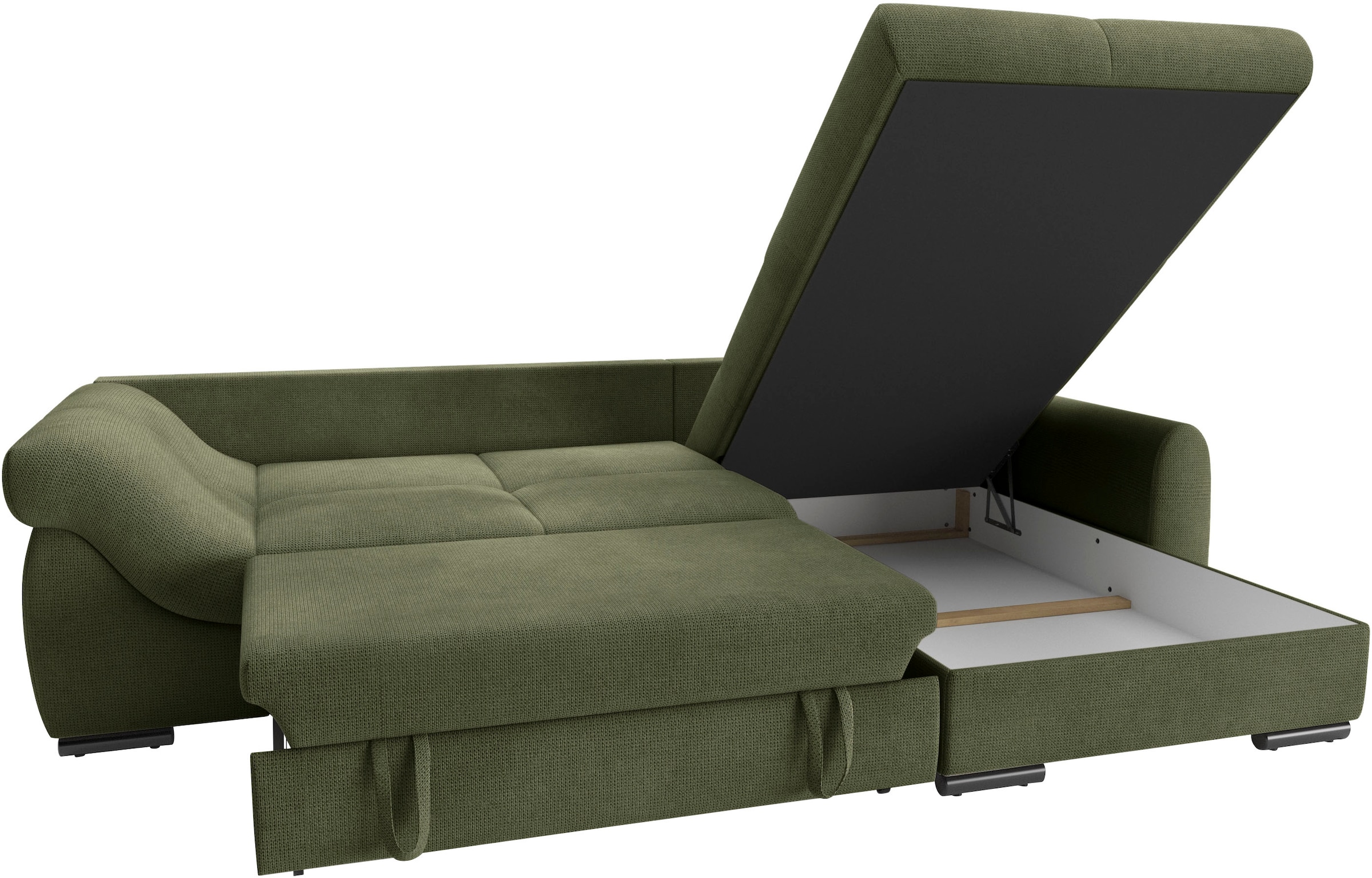 Mr. Couch Ecksofa »Livorno L-Form«, inkl. Hochschläfer-Bettauszug, XL-Bettkasten weiß beschichtet