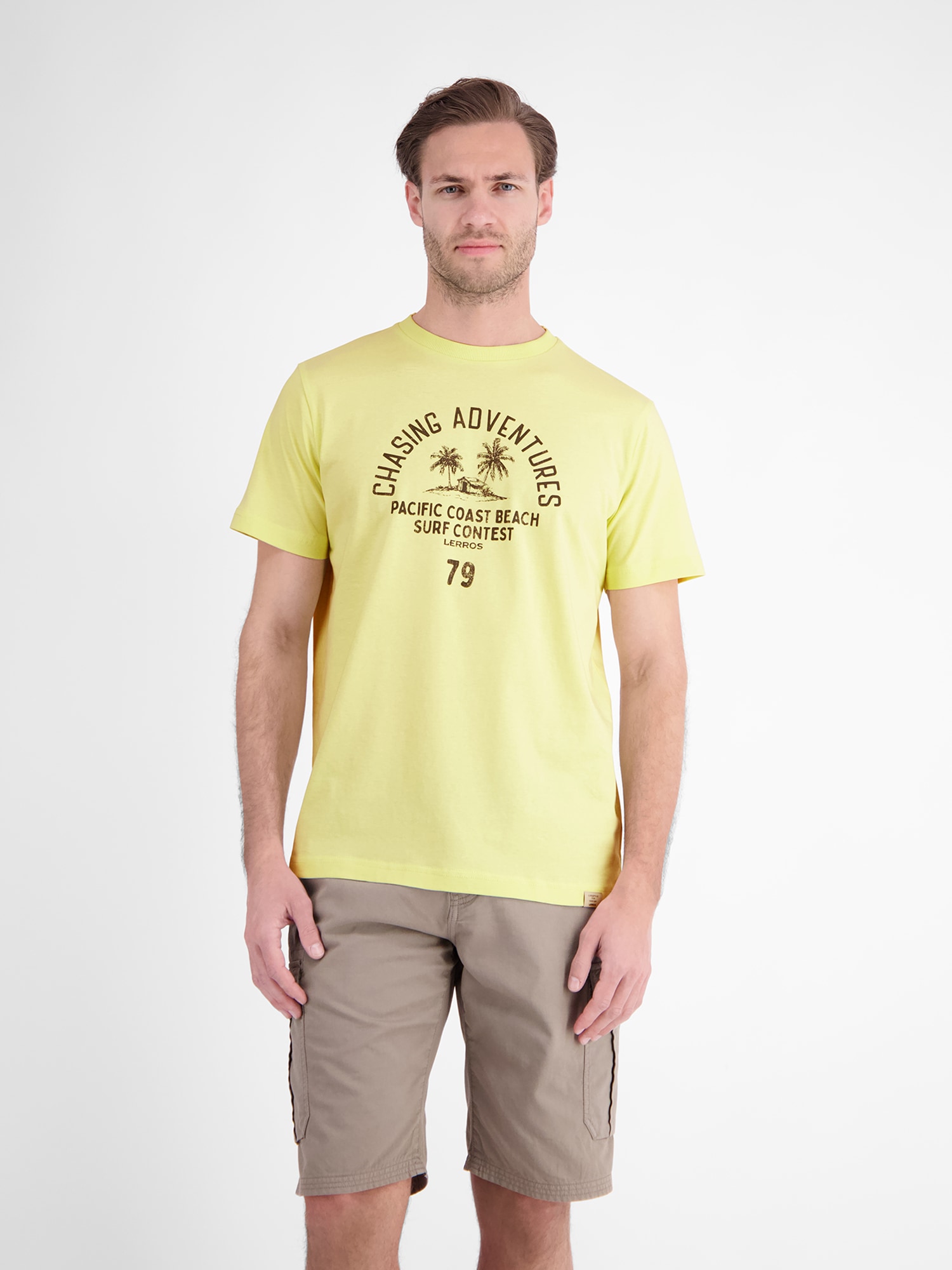 LERROS T-Shirt "T-Shirt mit O-Neck aus softer Baumwolle mit Summervibe-Print"