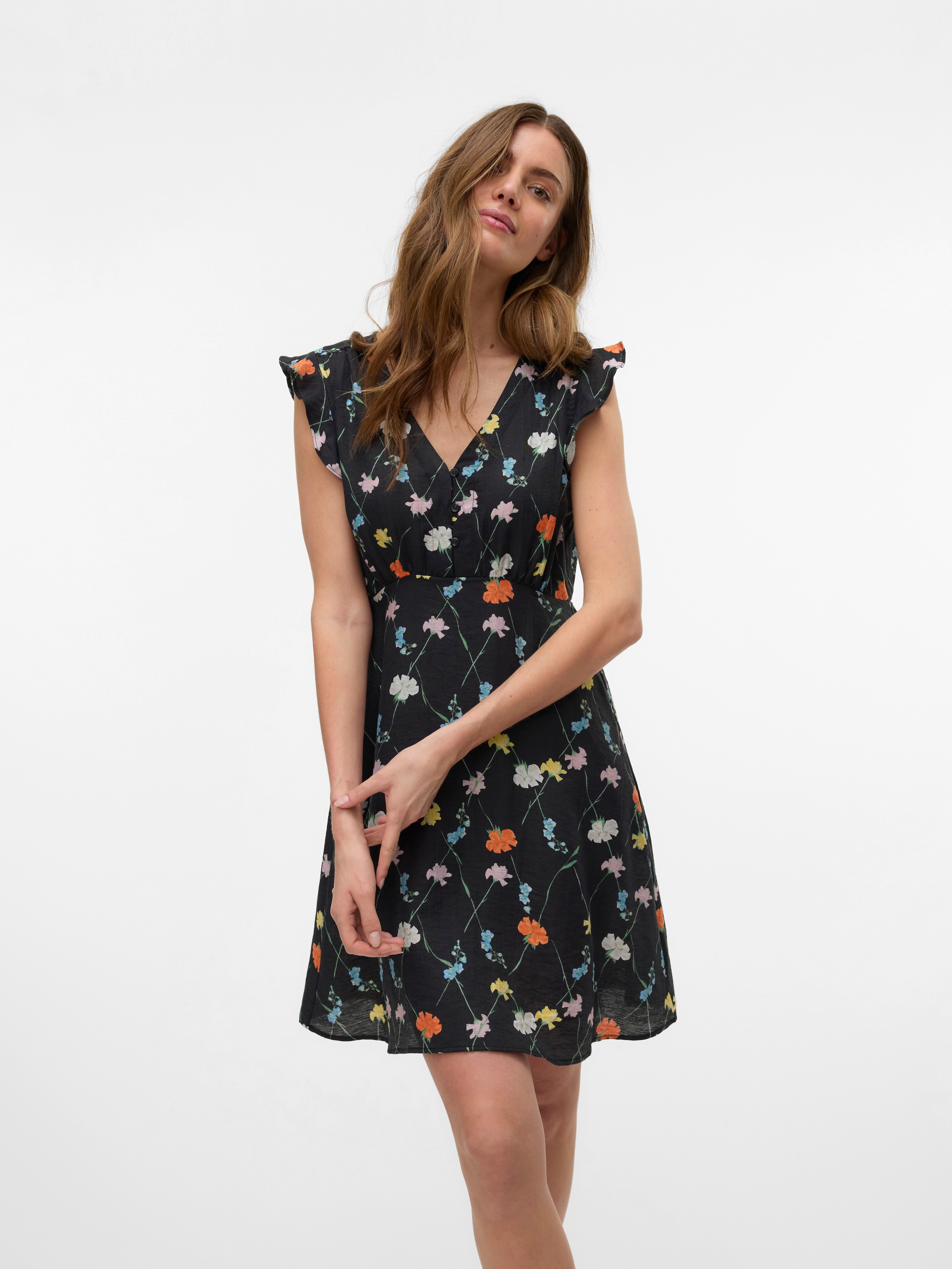 Vero Moda Maxikleid "VMFLORA OLGA CS SHORT DRESS WVN GA", Sommerkleid günstig online kaufen