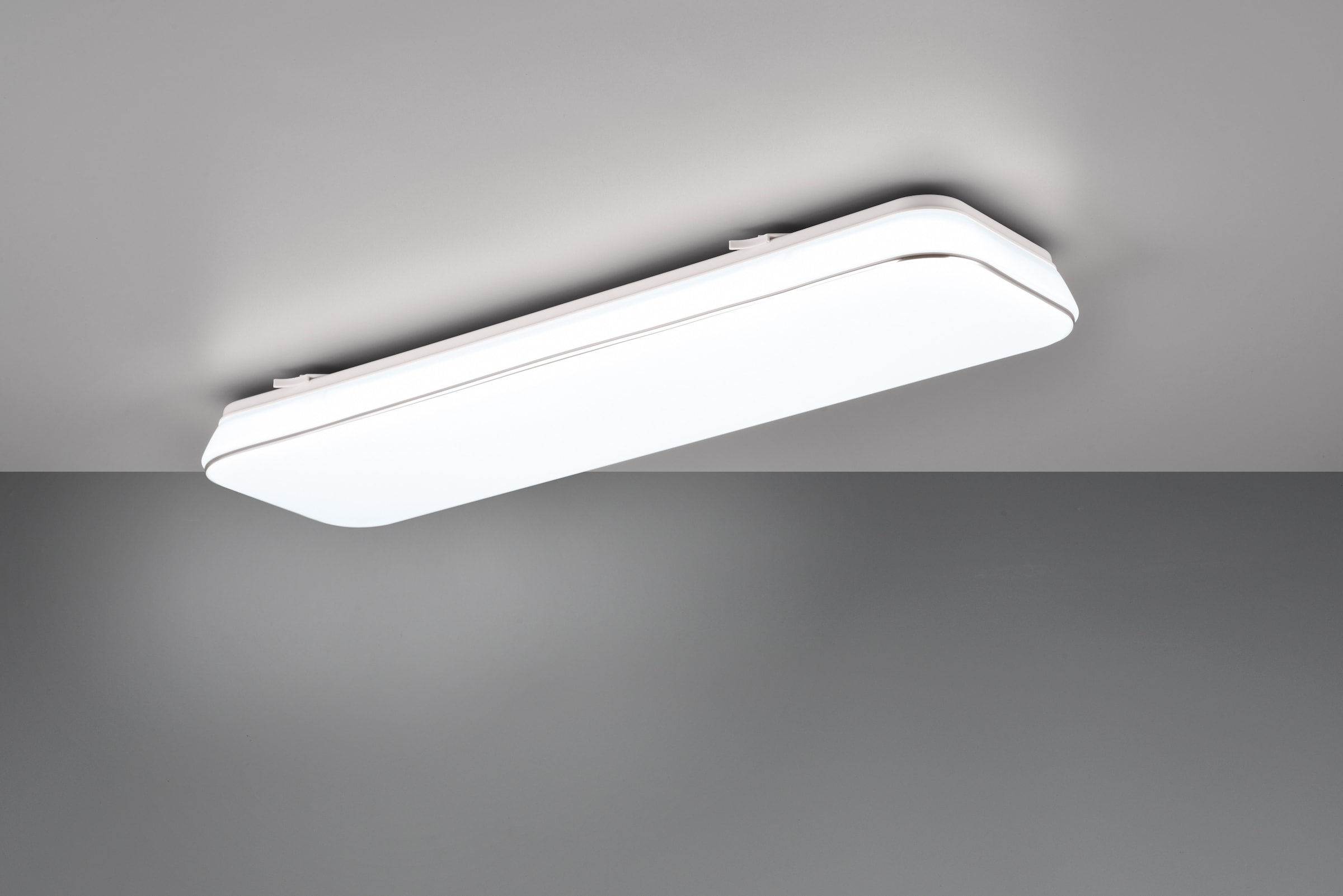 REALITY Leuchten LED Deckenleuchte »BLANCA, elegant schlichte weiße LED Deckenlampe, 60x17 cm, kaltweiß«, 1 flammig, Leuchtmittel LED-Board | LED fest integriert, 3-Stufen dimmbar über Wandschalter, Deckenlampe für Büro Flur Treppe