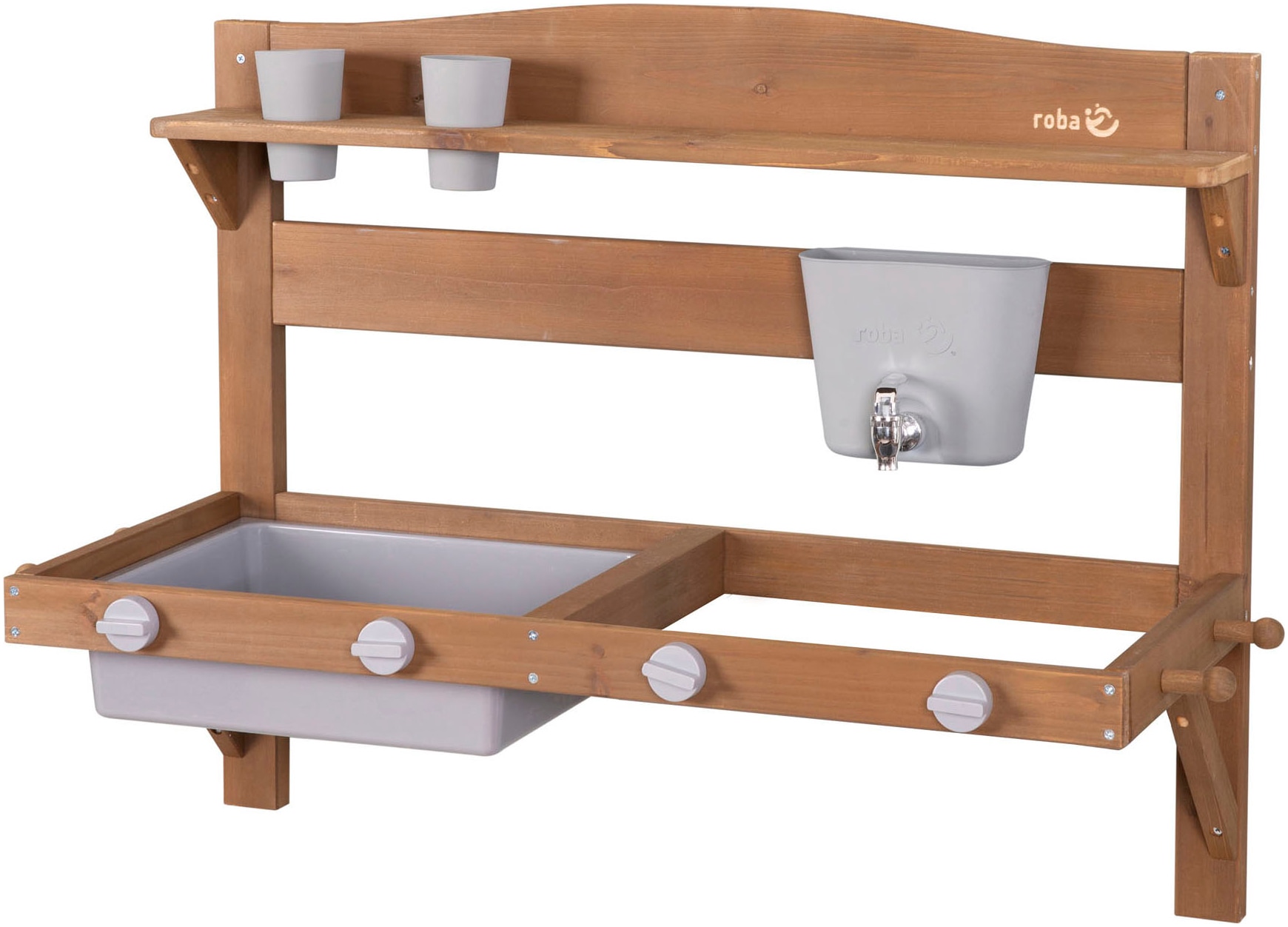 roba® Outdoor-Spielküche »Matschküche zum Aufhängen, teakholzfarben lasiert, aus Holz«