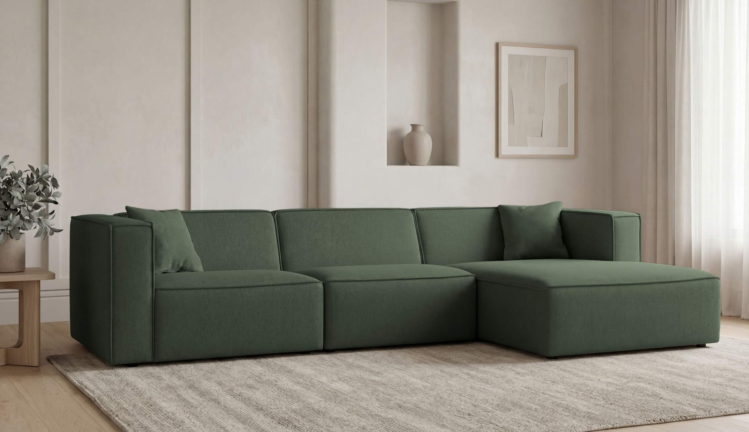 OTTO home Ecksofa "Tammie" Breite 312 cm, Webstoff fein, bodentief, mit Wellenunterfederung