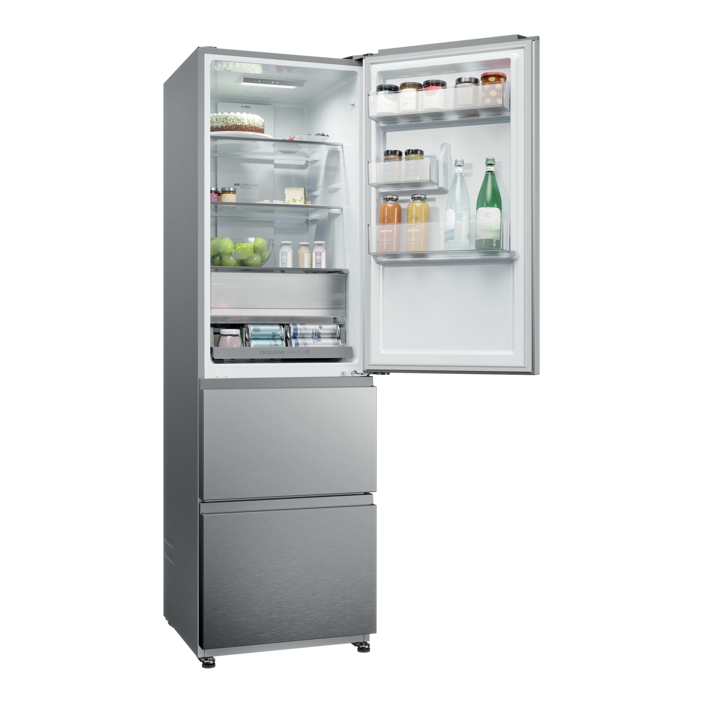 Haier Kühl-/Gefrierkombination Combi 3D 55 »HTR3518ENMX« 185 cm hoch 54,5 cm breit Easy Access-Gefrierschubladen: Alles schnell gefunden