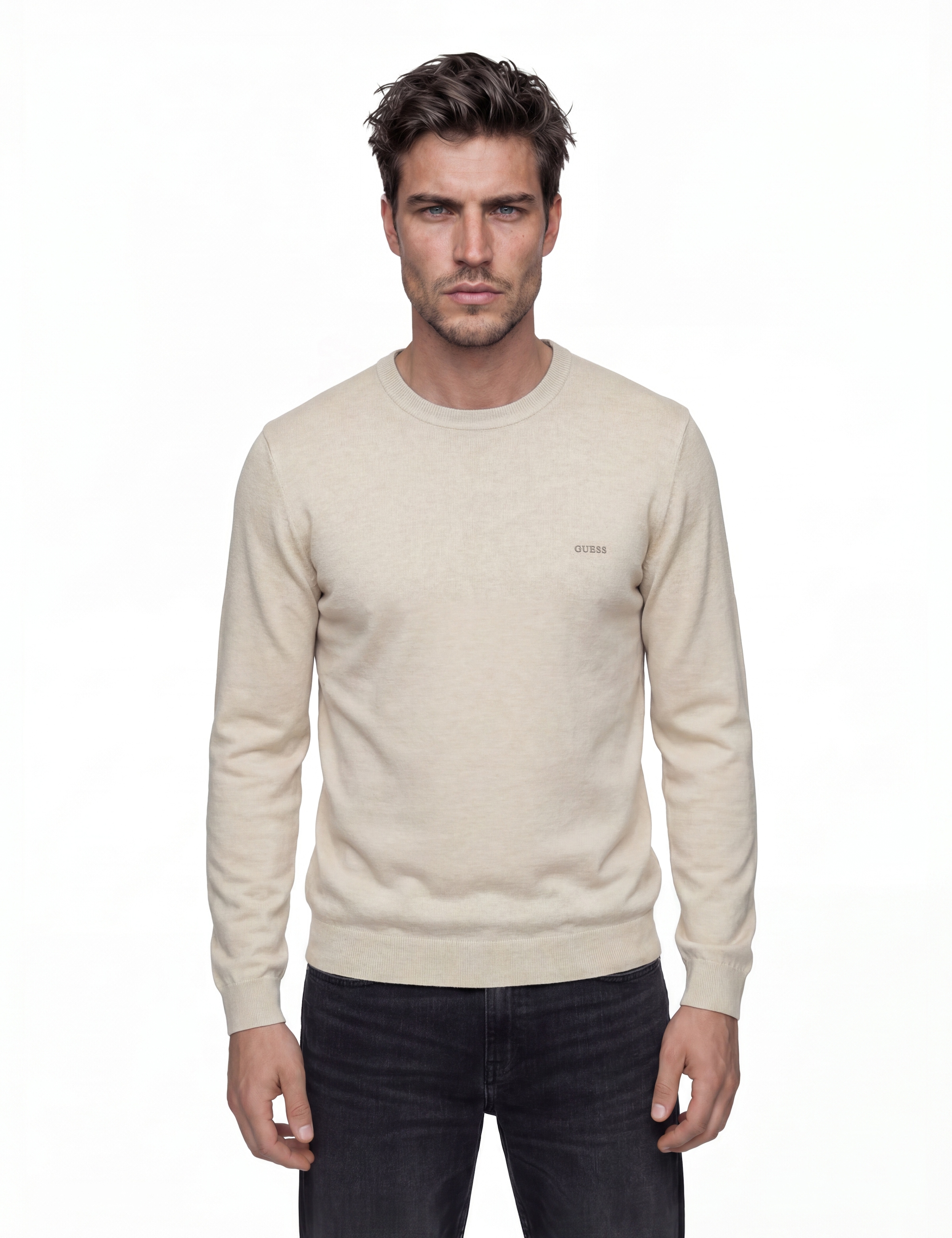 Guess Strickpullover »MARCOS« Rundhals, Feinstrick mit Woll- und Seiden-Anteil, Regular Fit