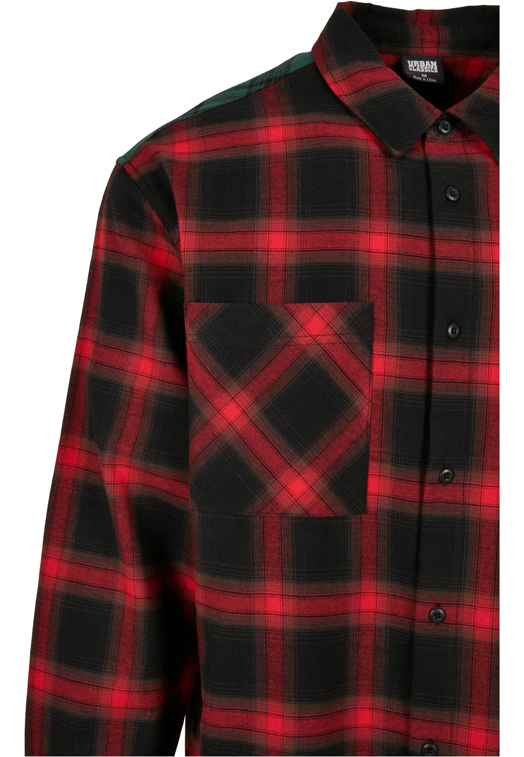URBAN CLASSICS Langarm-Poloshirt »Urban Classics Herren Oversized Mix Check Shirt«, (1 tlg.)