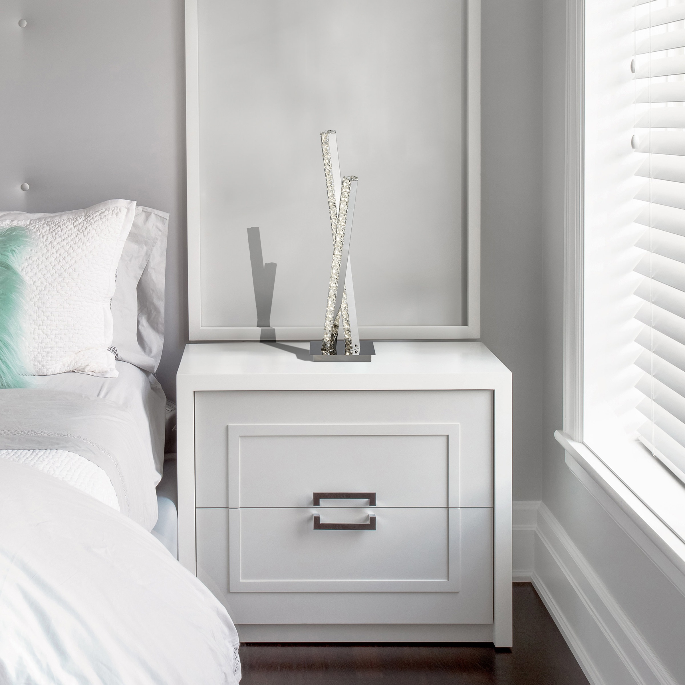 Searchlight LED Tischleuchte »Clover 2Lt LED-Tischlampe - Chrom & klarer Kristall« LED-Modul 1 Stk.