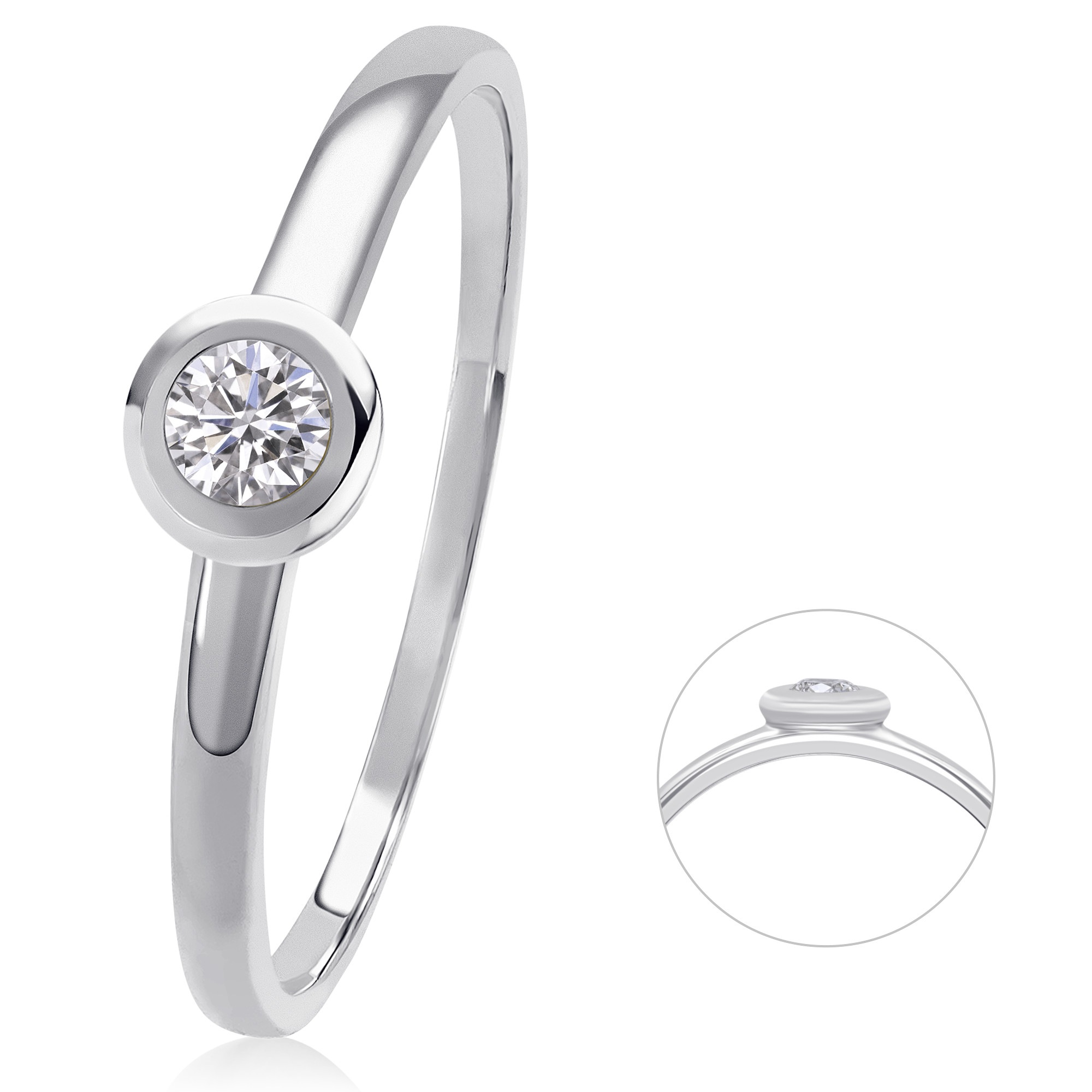 Diamantring ONE ELEMENT "0,08 ct Diamant Brillant Ring aus 585 Weißgold" Gr. 52, silber, Fingerringe, Damen, 52, 0,08 mit Diamant, Diamanten Gold Weißgold 585, Diamanten, Gold, Weißgold 585, Diamantring, Feine Handarbeit – Diamantdetails für ein edles Leu
