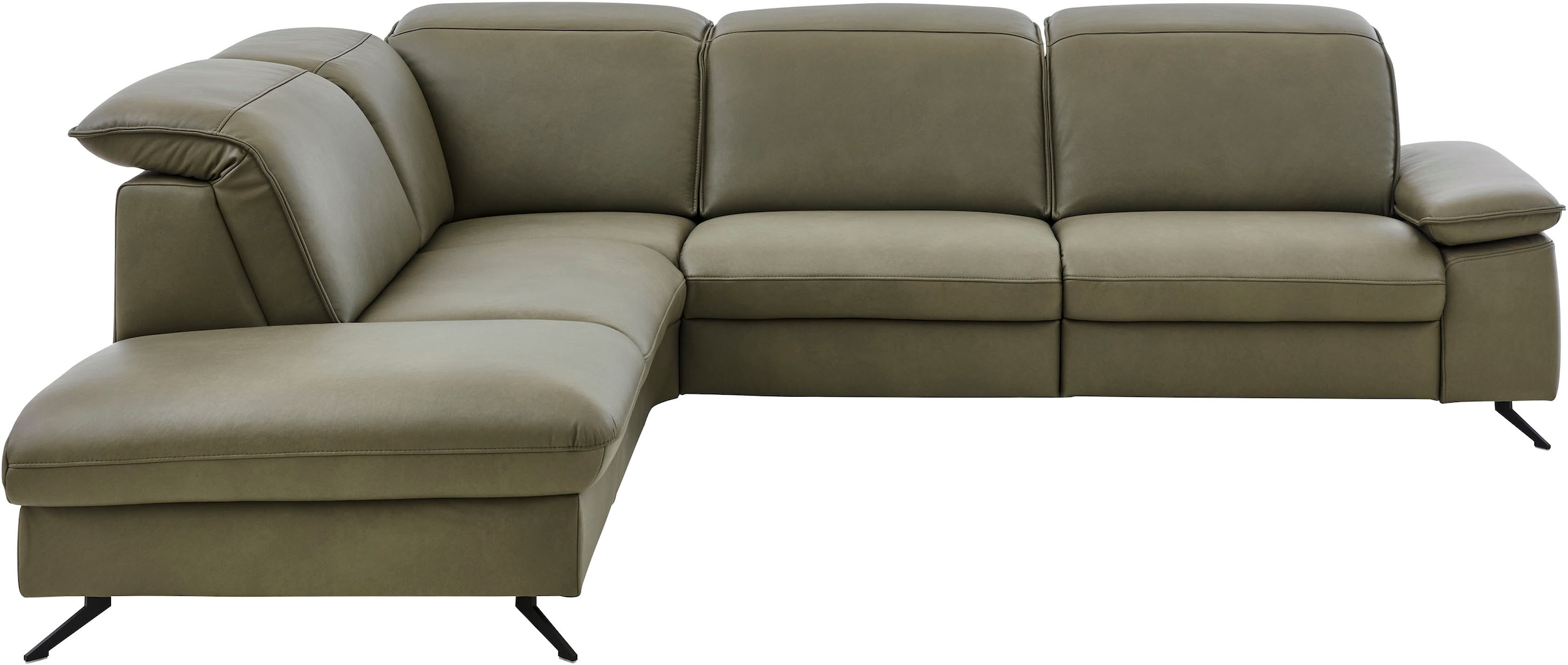 Die PlanBar Ecksofa "PN-EM20091, L-Form, Breite 297 cm" inkl. Kopfteilverstellung, optional elektr. Relaxfunktion u. Stauraum