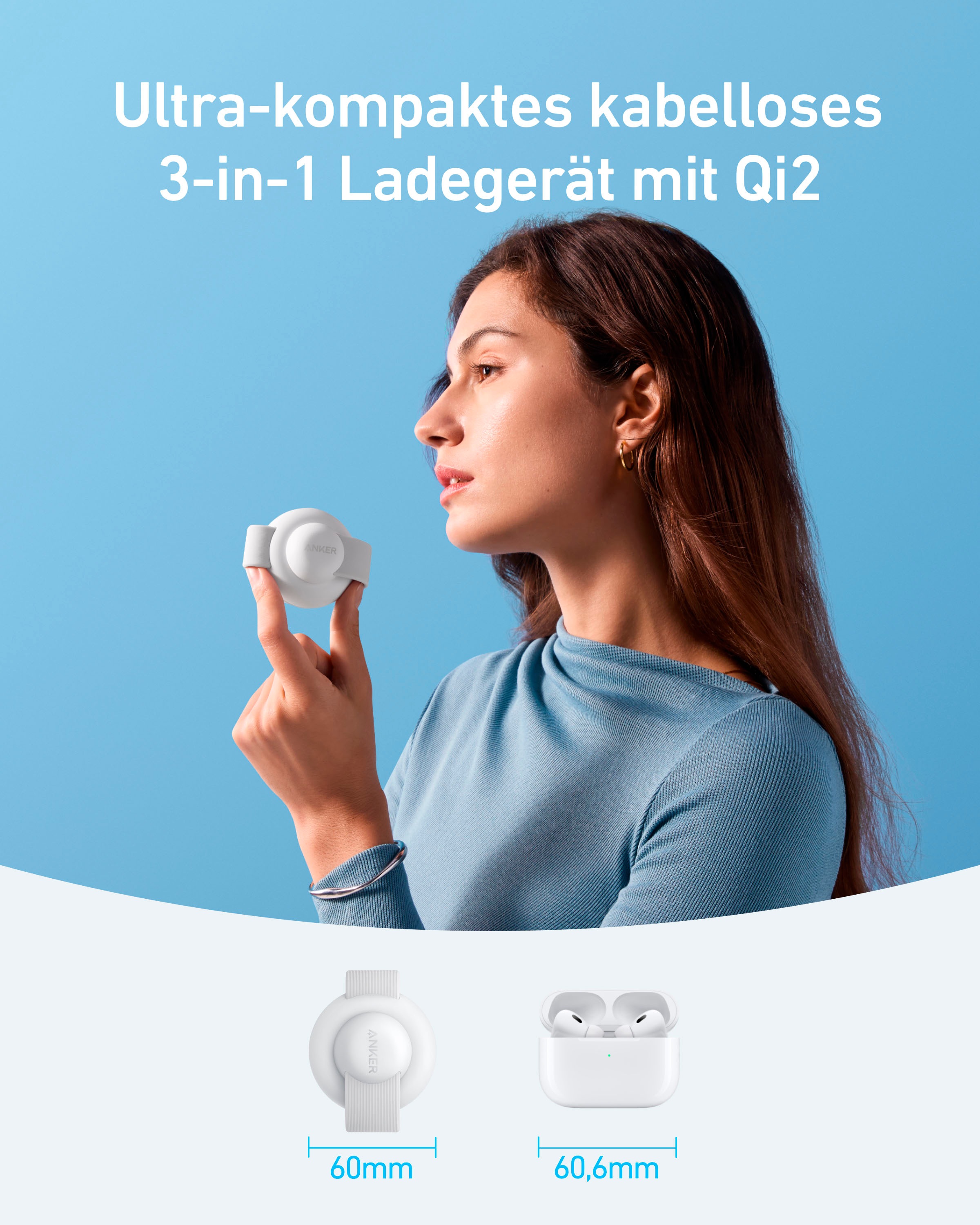 Anker Smartphone-Ladegerät »MagGo Wireless Charging Station (3-in-1, Foldable Pad)«