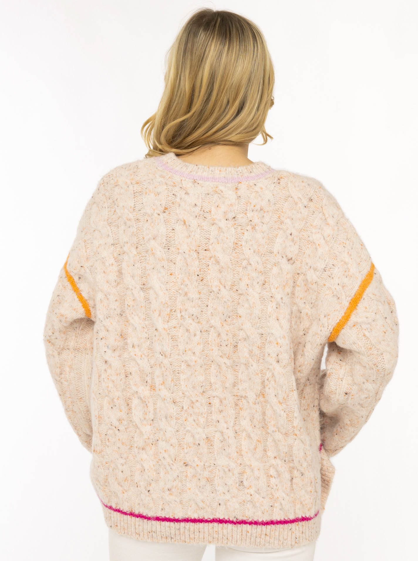 Zwillingsherz Strickpullover »"Colourful Cable"« Zopfmuster, Neondetails, oversize, Rundhals, überschnittene Schulter