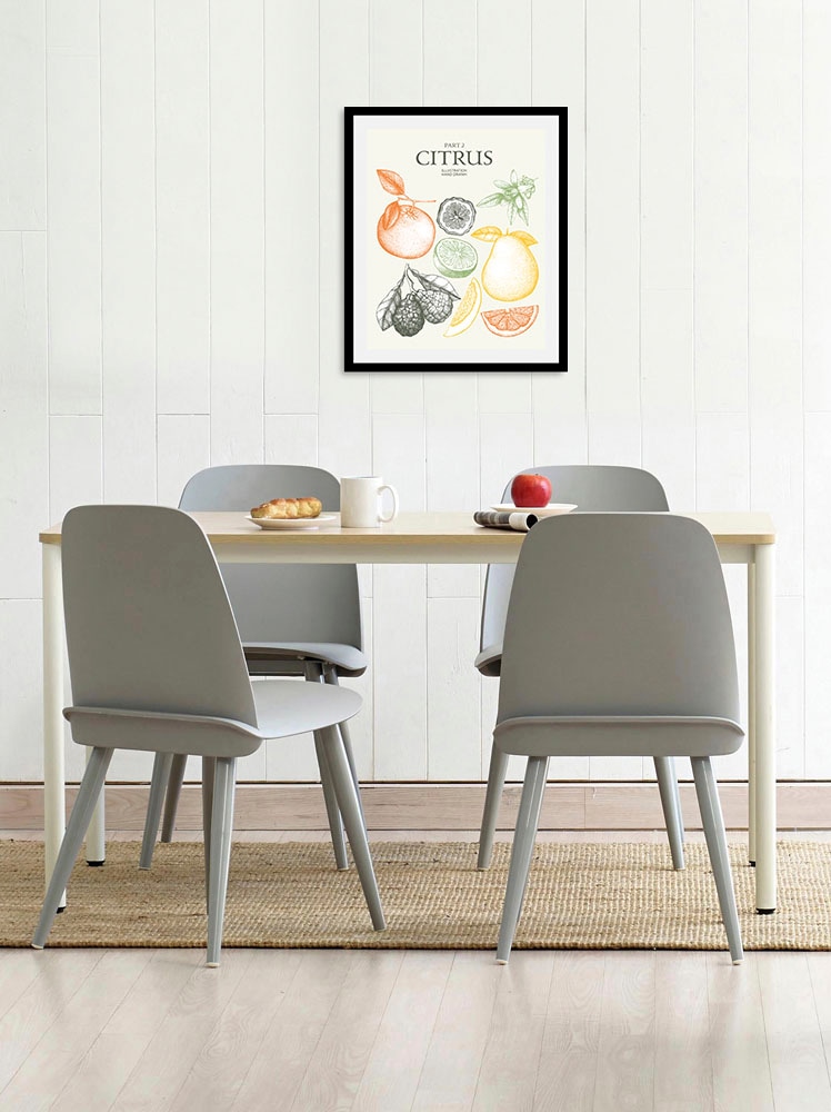 queence Bild »Citrus«, Obst-Obst Bilder-Essen-Lebensmittel-Kunst-Schriftzug-Italien-Spanien, (1 St.), HD Premium Poster-Druck inkl. Holzrahmen