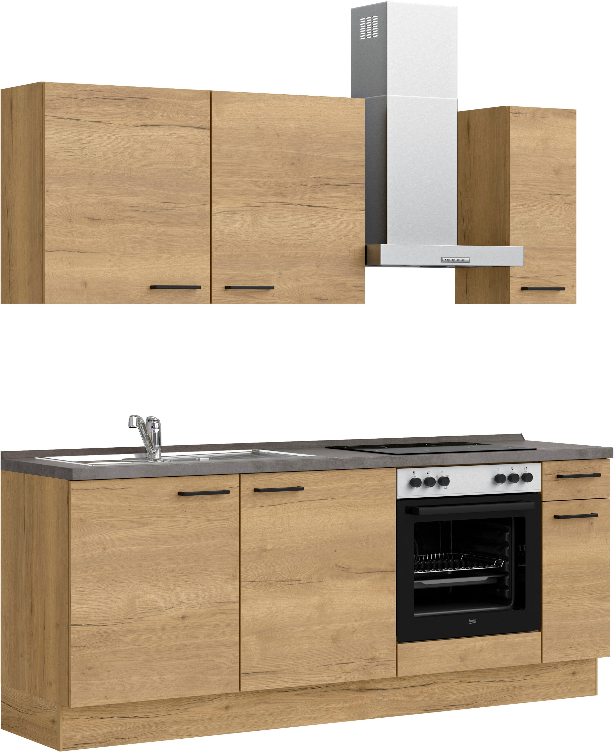 nobilia® Küchenzeile »"Structura I"«, vormontiert, Ausrichtung wählbar, Breite 210 cm, wahlw. mit E-Geräten