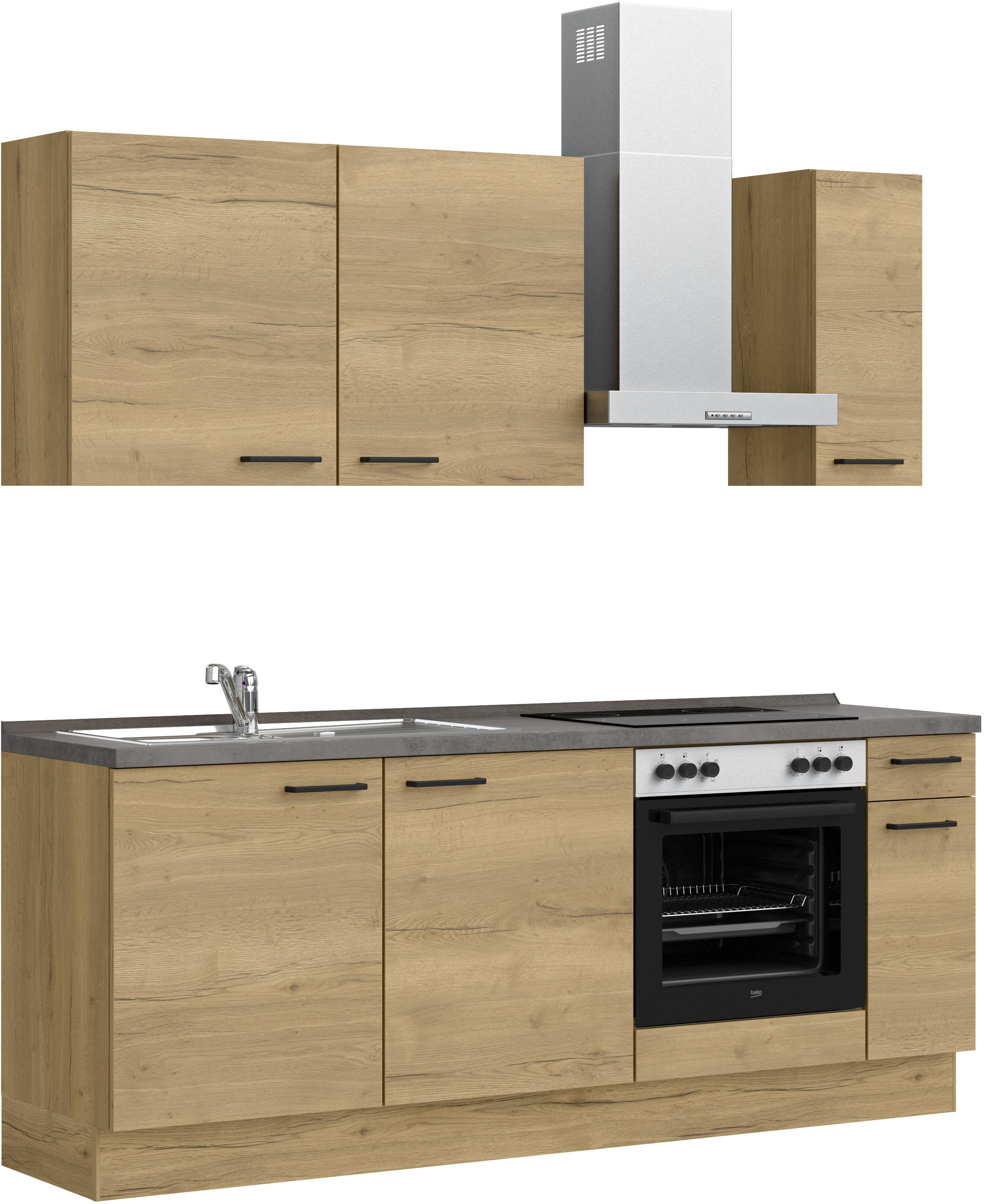 Thumbnail - nobilia Küchenzeile ""Structura I"" vormontiert, Ausrichtung wählbar, Breite 210 cm, wahlw. mit E-Geräten