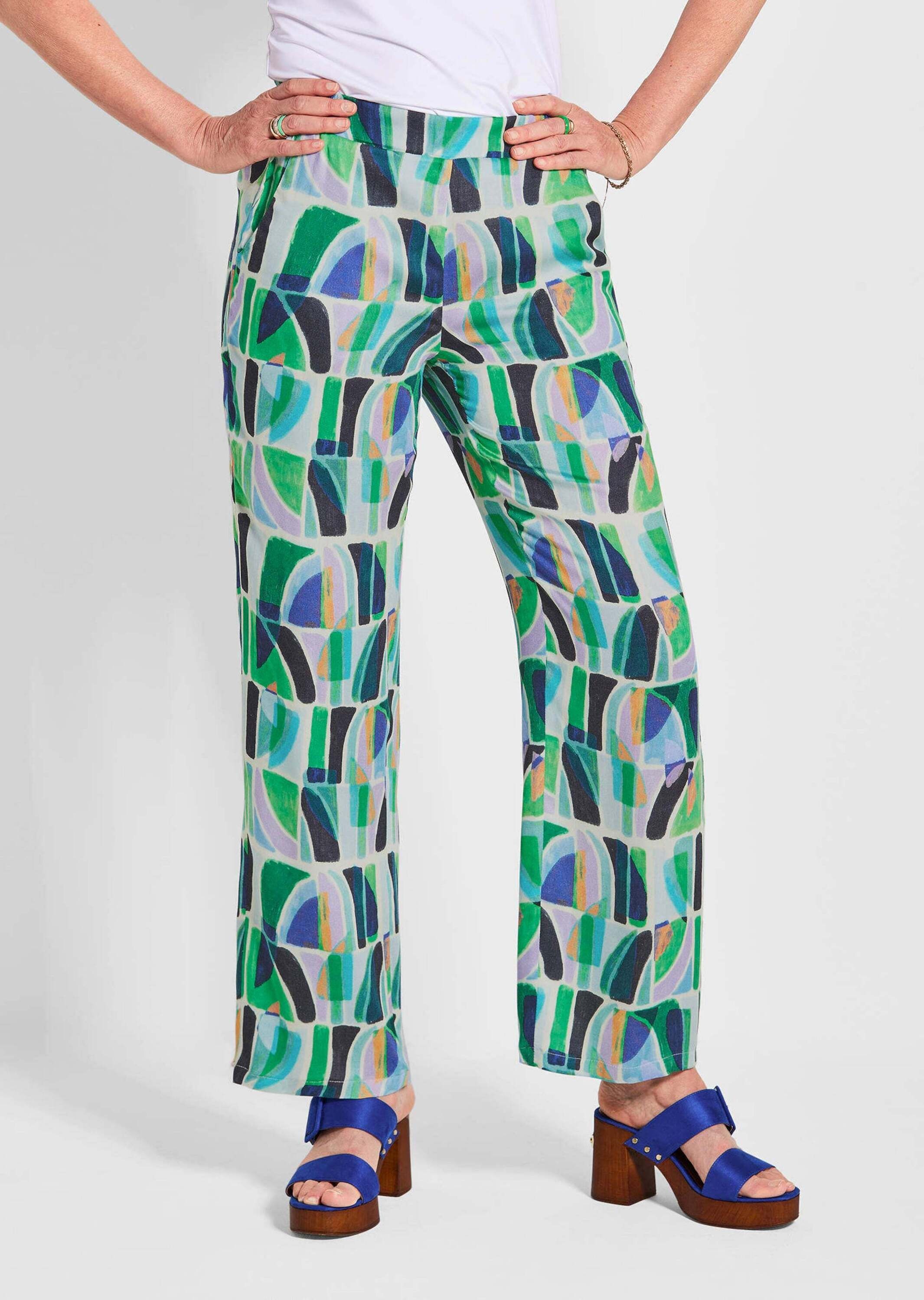 GOLDNER Schlupfhose "Kurzgröße Print Schlupfhose VERA in Grün" günstig online kaufen