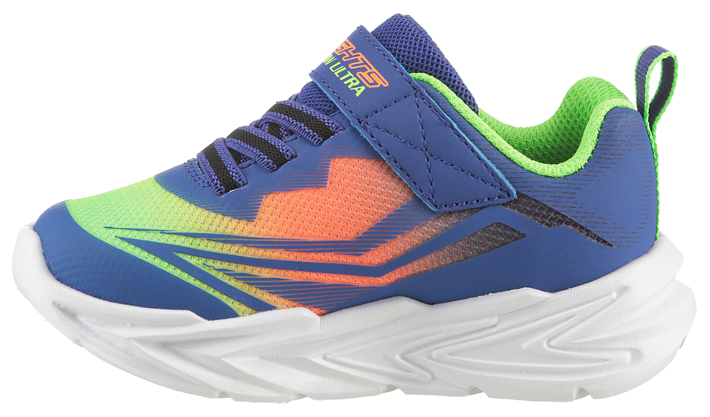 Skechers Lauflernschuh »FLEX-GLOW ULTRA LIGHTS«, Blink,-Klettschuh zum Schlüpfen, Neon, Größenschablone zum Download