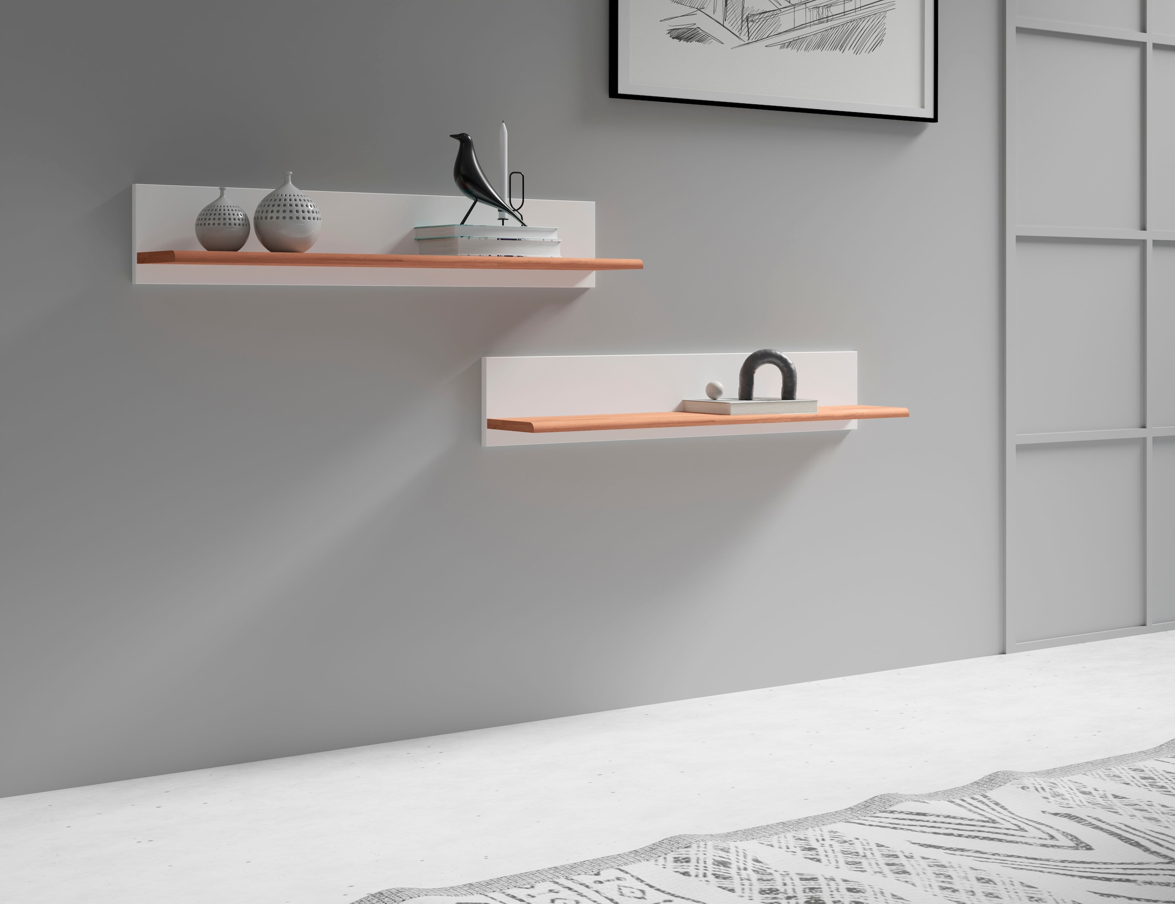 OTTO home Wandregal "Ribe,2er Set,teilmassiv mit massiver Ablagefläche, Bre günstig online kaufen