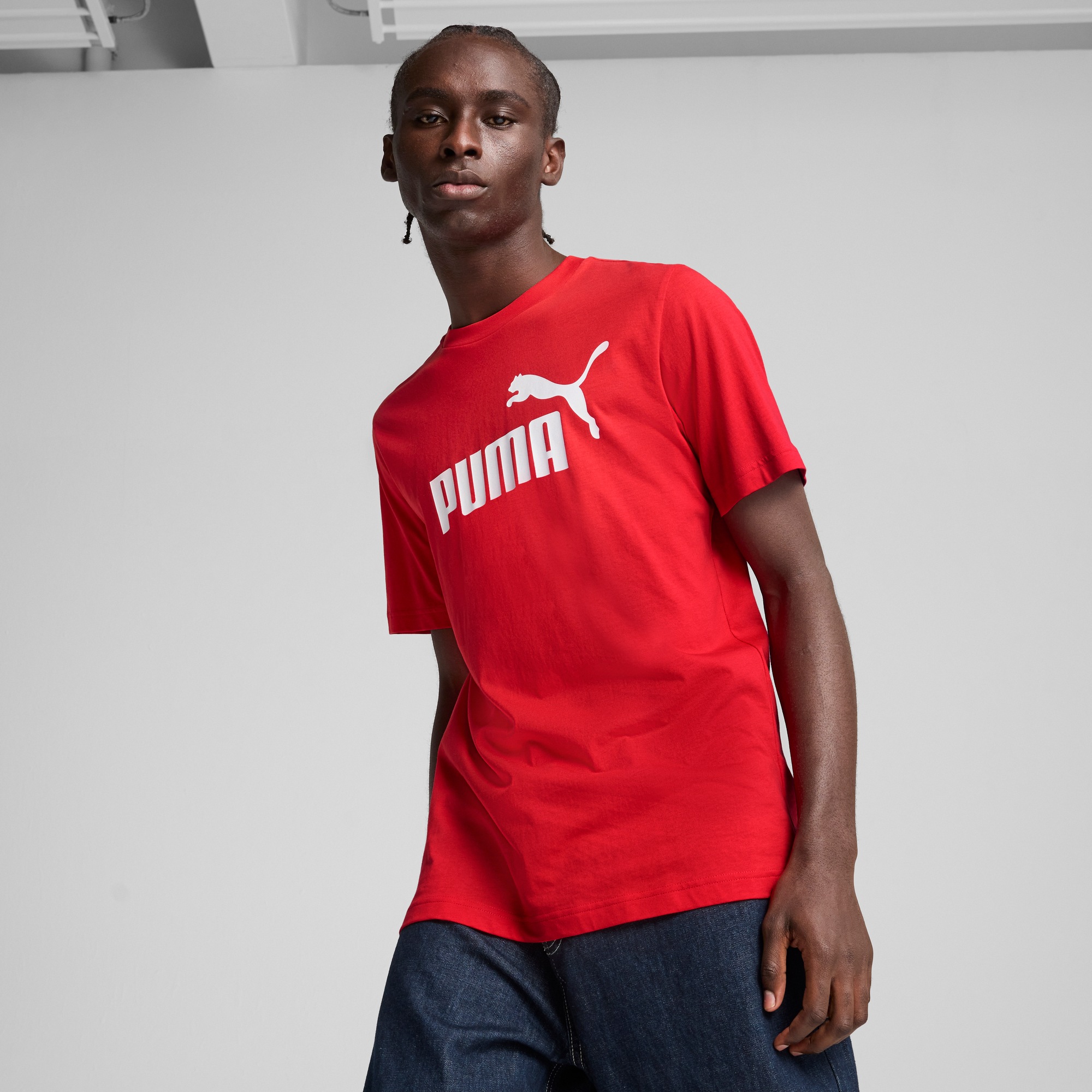 T-Shirt PUMA "ESS NO. 1 LOGO TEE", Herren, Gr. S, rot (for all time rot), Jersey, Obermaterial: 100% Baumwolle, unifarben, regular fit normal, Rundhals, Shirts T-Shirt, sportlicher Stil, Kurzarm, Rundhalsausschnitt