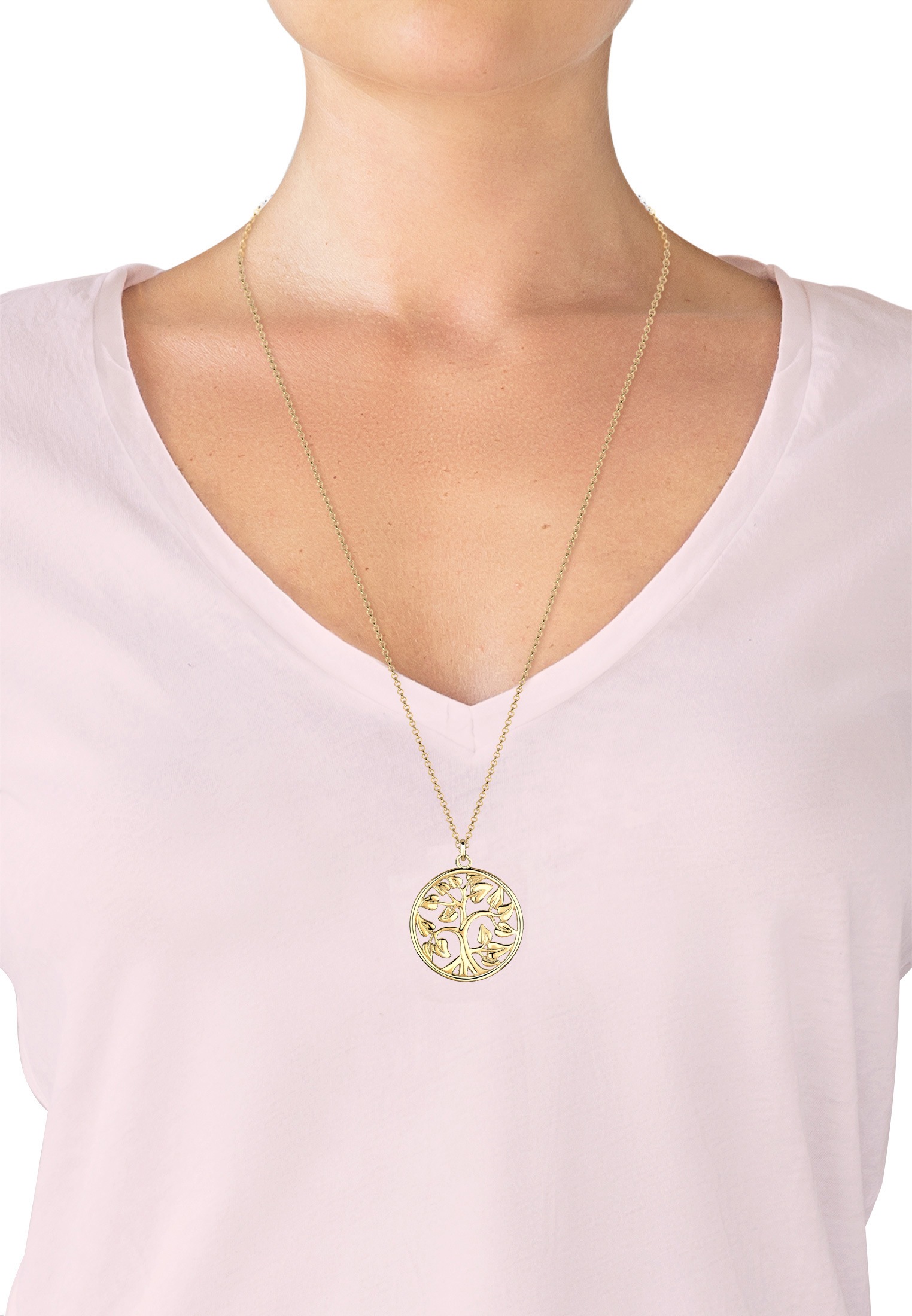 Elli Kette mit Anhänger »Tree of Life Lebensbaum Floral 925 Silber«