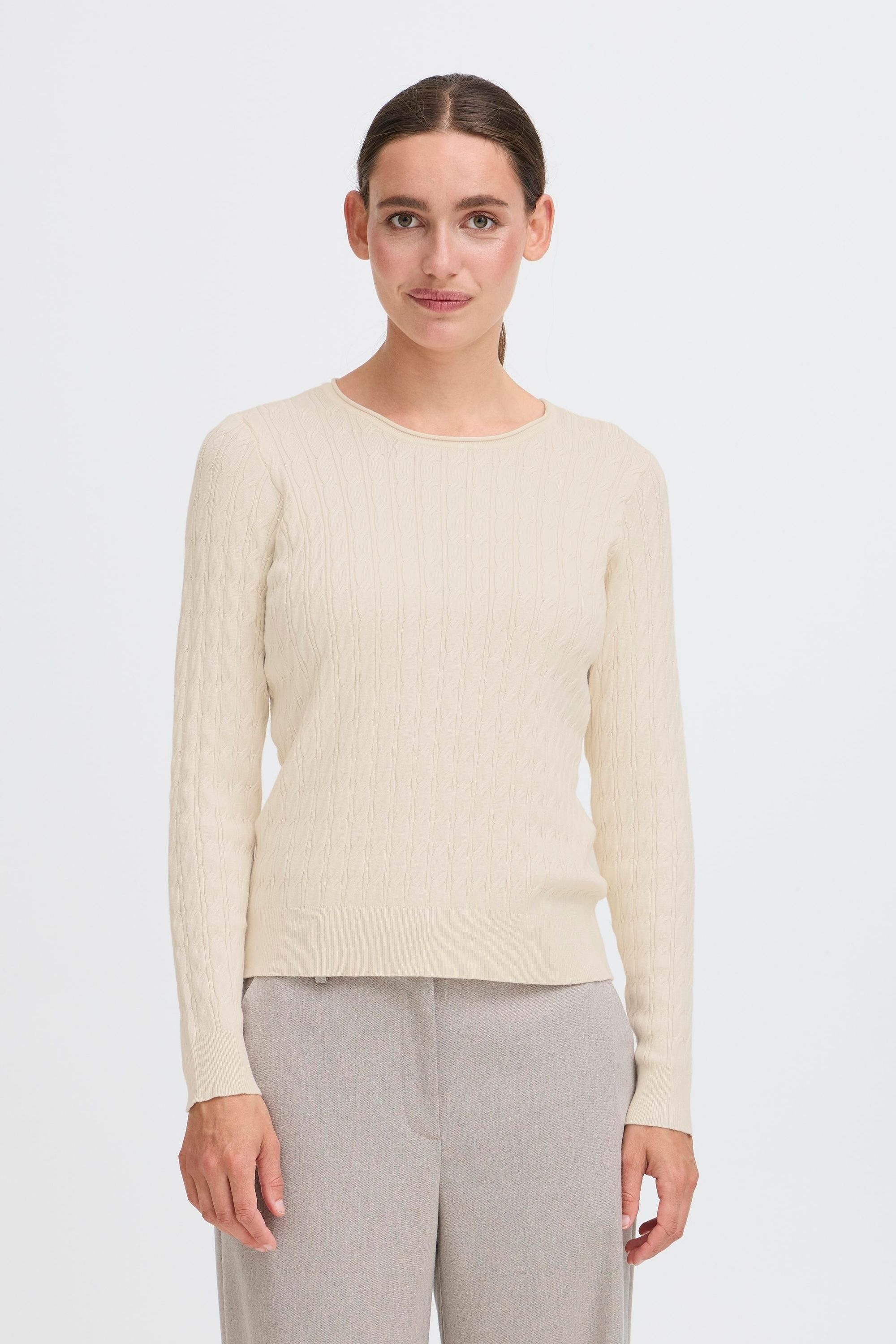 Rollkragenpullover OXMO "Rollkragenpullover OXISISSE", Damen, Gr. XS, weiß (birch), Obermaterial: 70% Viskose CV. 30% Nylon NY., Pullover Rollkragenpullover 2
