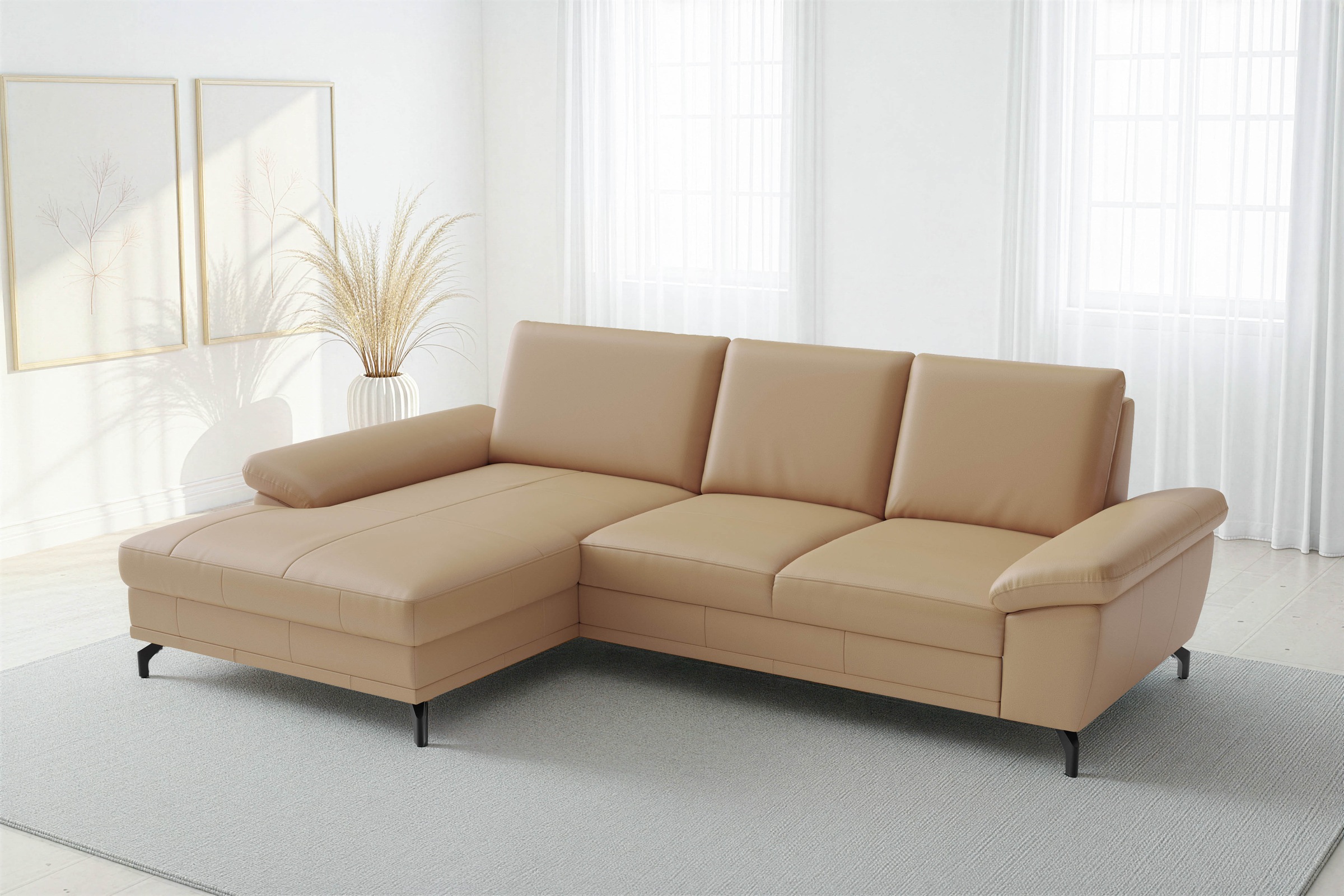 sit&more Ecksofa "Chelsea L-Form, B: 264 cm, Leder, inkl. Sitztiefen-&Armteilverstellung" optional mit Schlaffunktion und Bettkasten