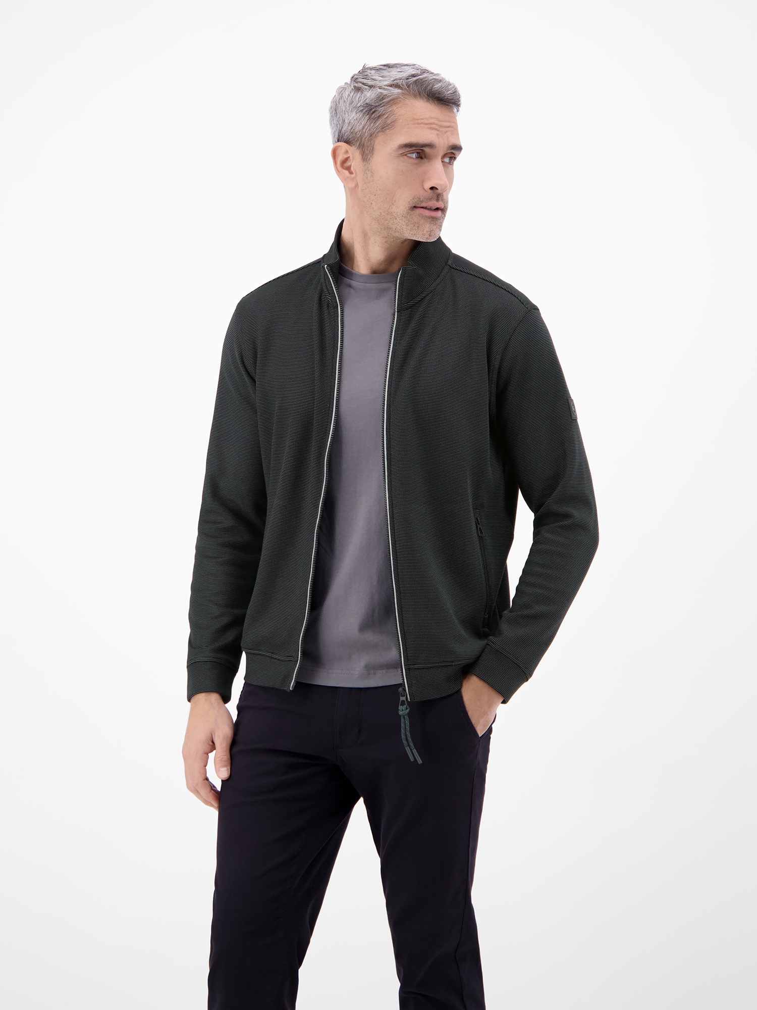 LERROS Sweatjacke "Sweatjacke aus Baumwollmischgewebe" Jacke im Baumwollmix mit Reißverschluss, Stehkragen und Seitentaschen