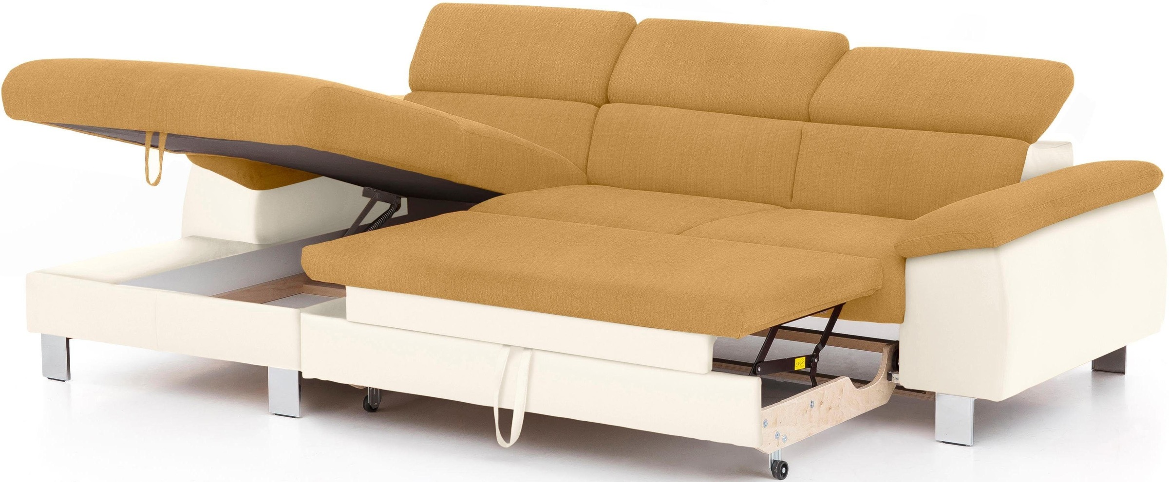 COTTA Polstergarnitur »Komaris«, (Set), bestehend aus Ecksofa und Hocker, mit Kopfteilverstellung