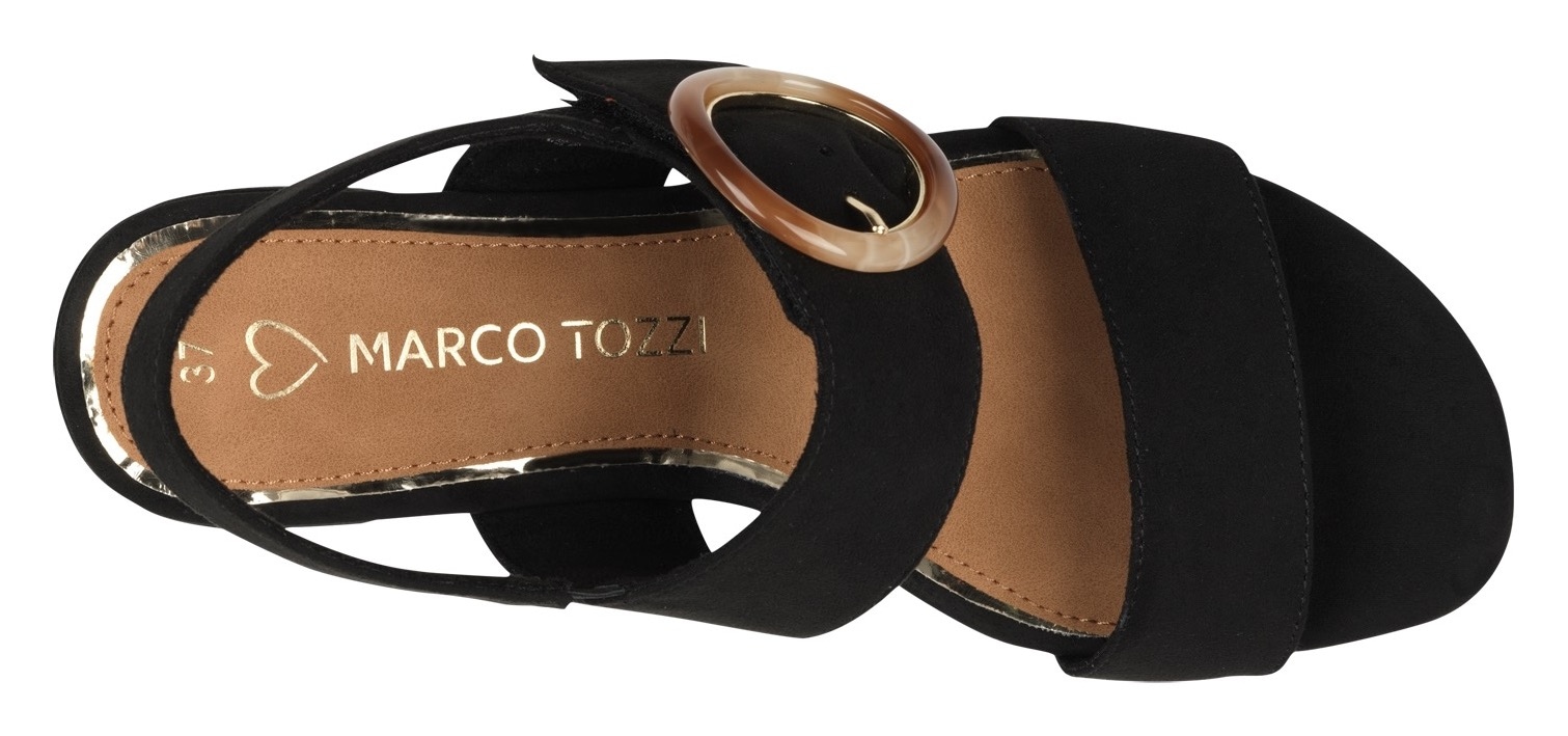 MARCO TOZZI Sandalette, Blockabsatz, Riemchensandale, Festtagsschuh mit großer Zierschnalle