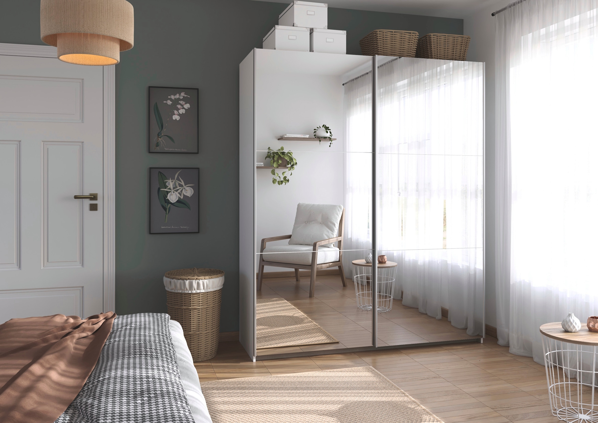 rauch Kleiderschrank »Schwebetürenschrank Schrank Garderobe Wäscheschrank ASTANA« 3 Ausstattungen BASIC/CLASSIC/PREMIUM (inkl. SOFT-CLOSE-FUNKTION),  großflächige Spiegelfront, B/H/T: 218/210/59 cm MADE IN GERMANY