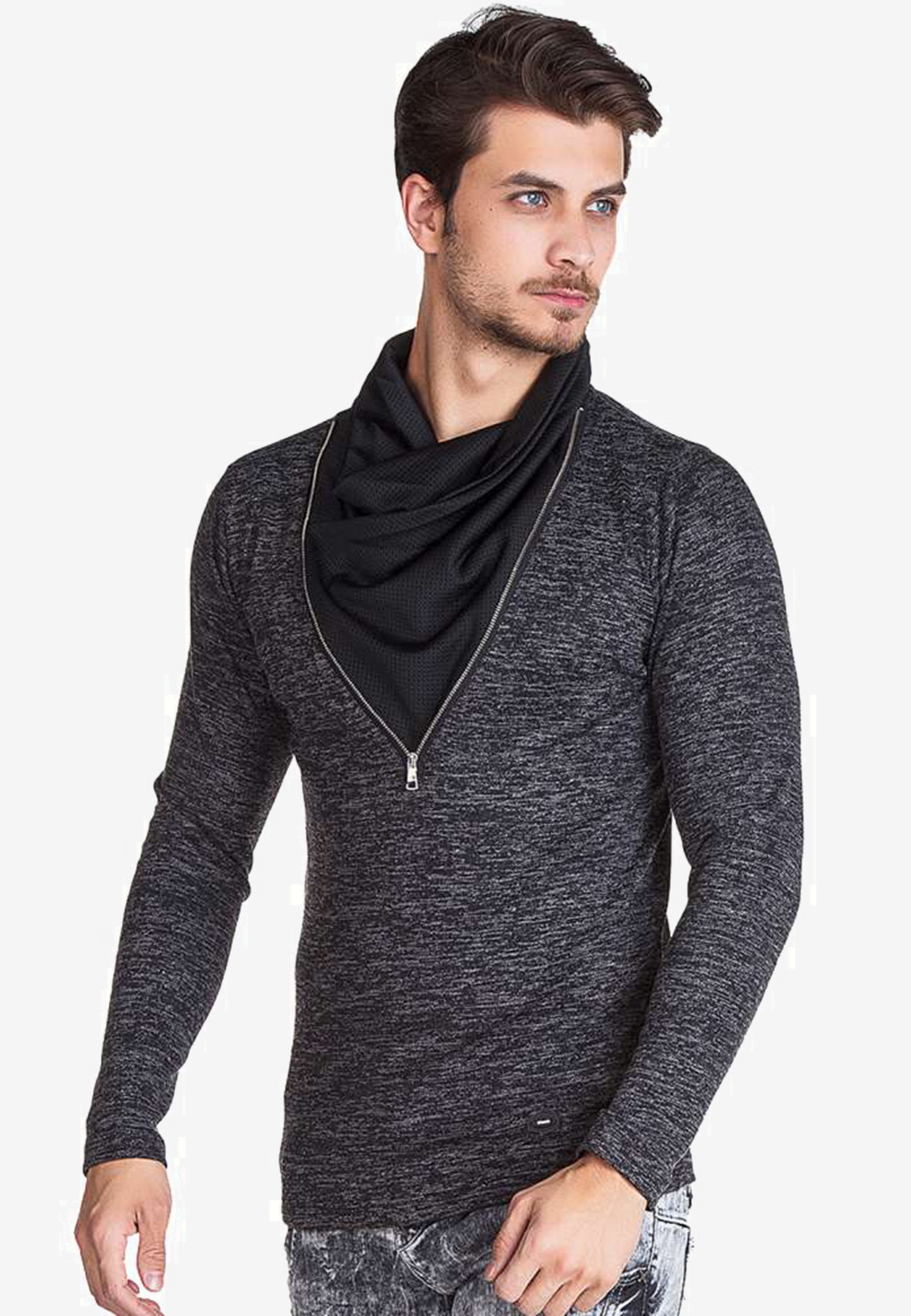 Cipo & Baxx Strickpullover, mit auffälligem Schalkragen