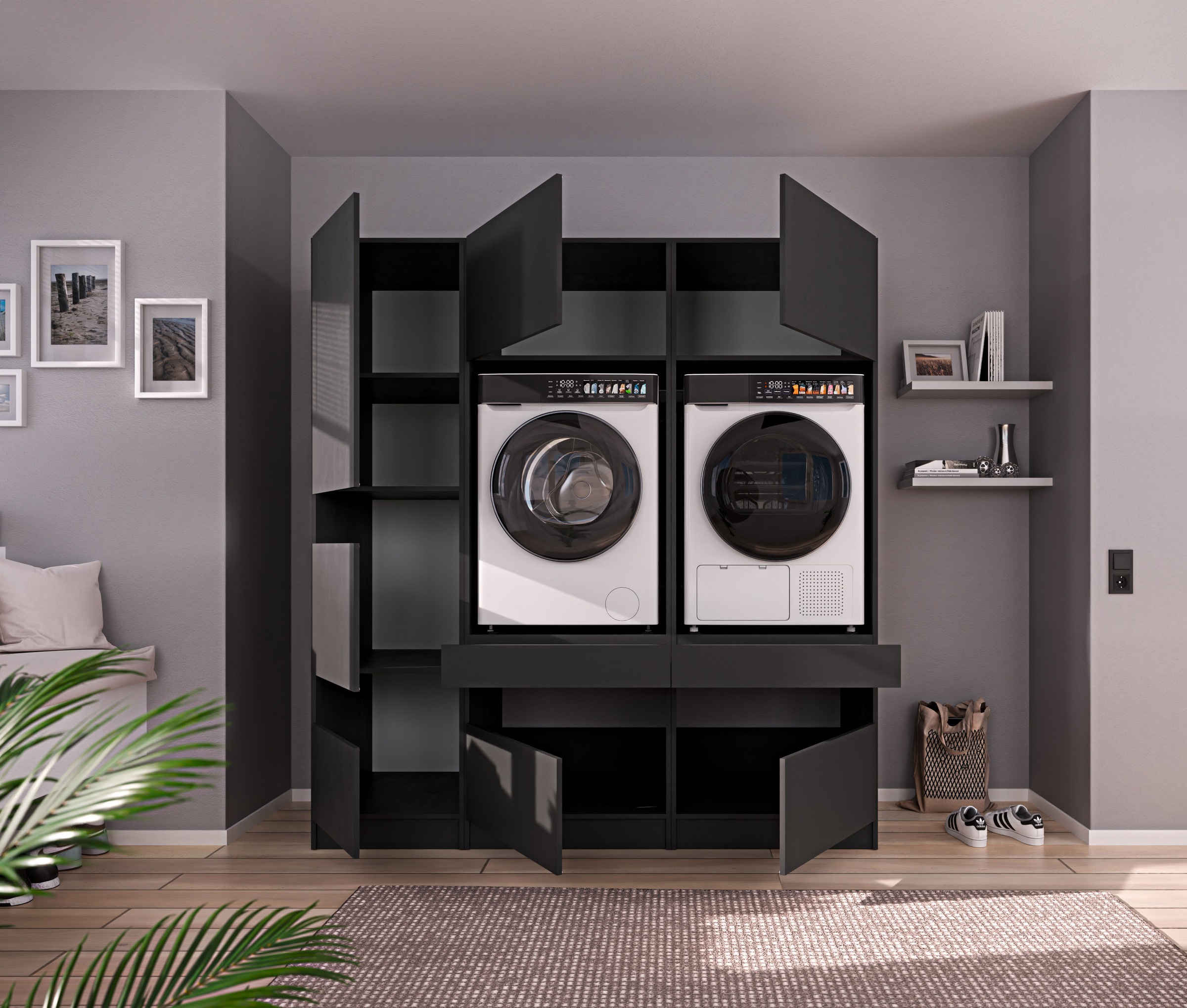 BASIC by Balculina Mehrzweckschrank-Set »Washhome B/T/H 186x68x200 cm« 3 Stk. tlg.