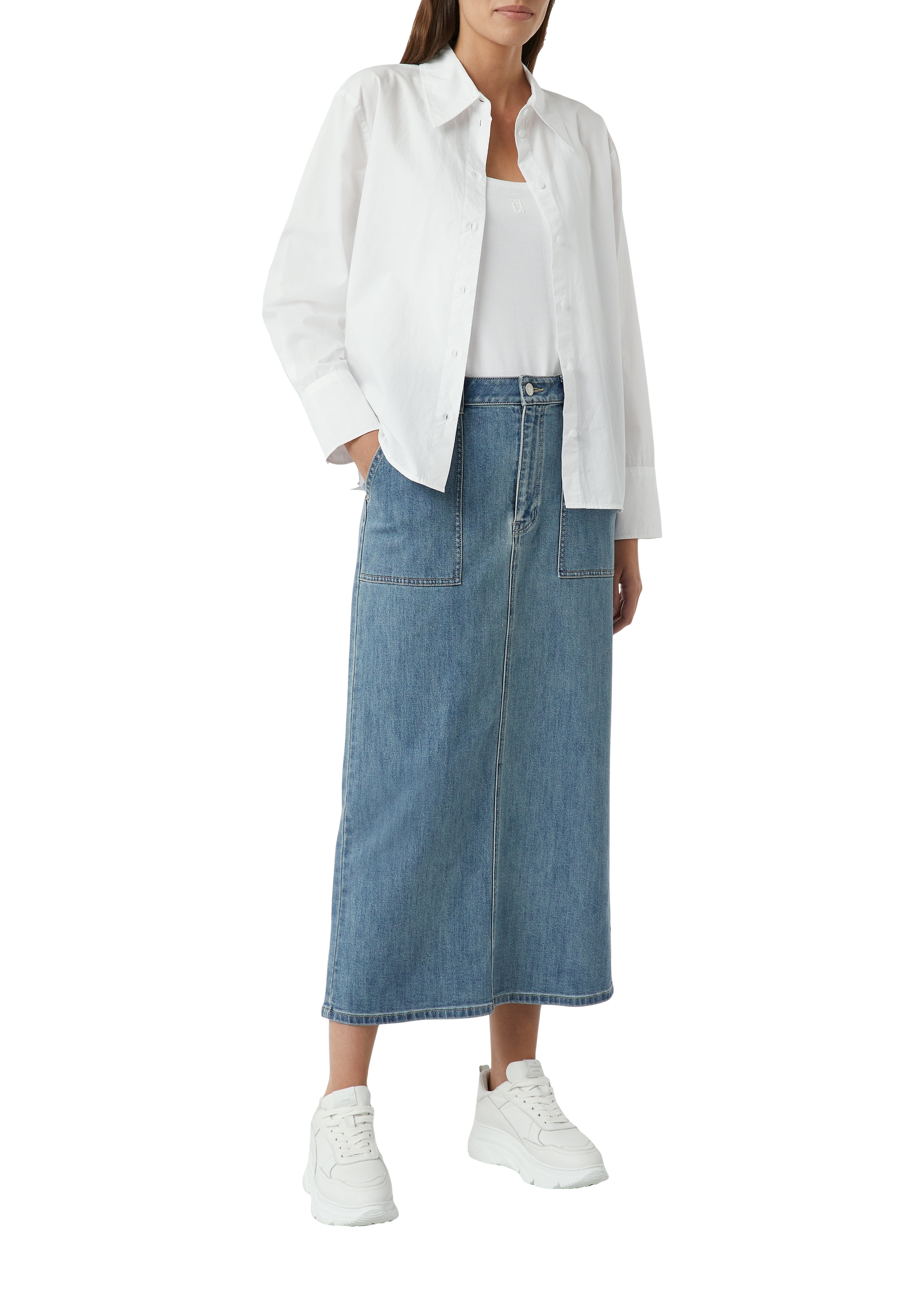 comma casual identity Hemdbluse, unifarben, casual, relaxed Fit, mit Hemdkragen, aus Baumwolle