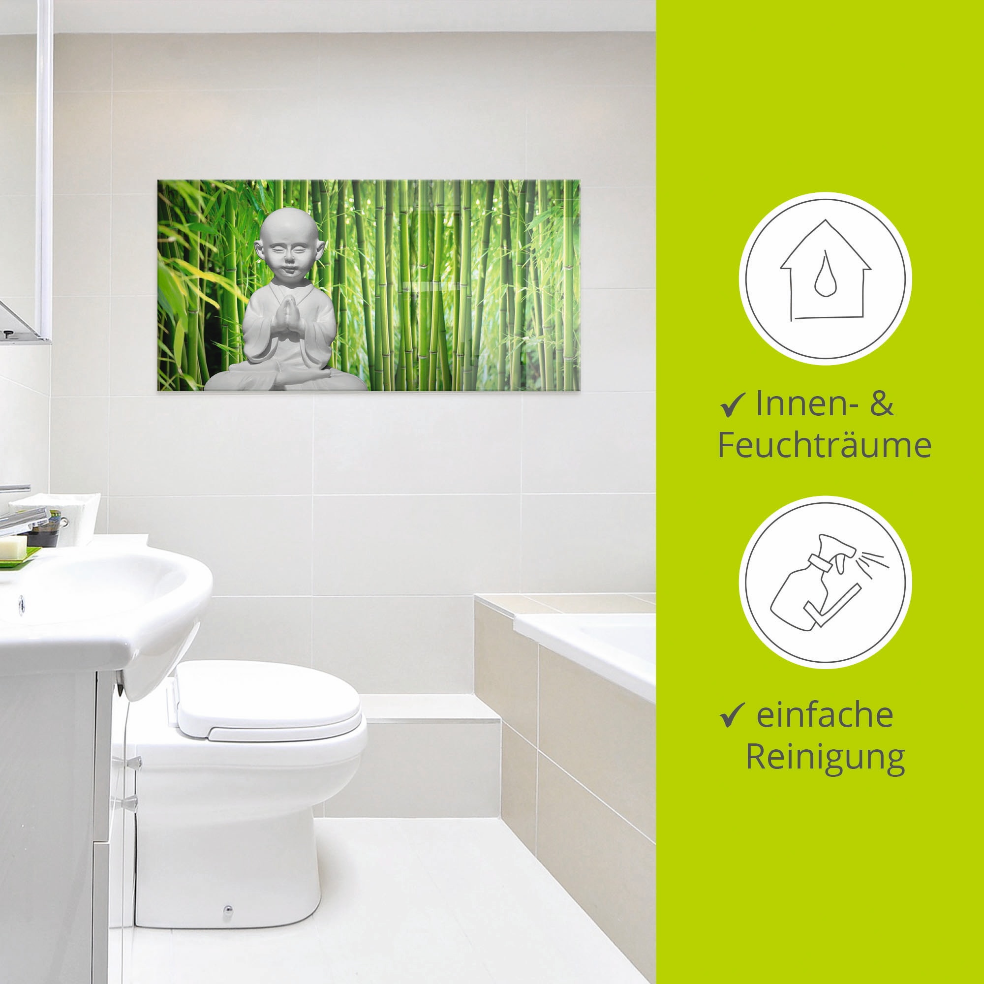 Artland Glasbild »Buddha mit Bambus«, Religion, (1 St.), in verschiedenen Größen