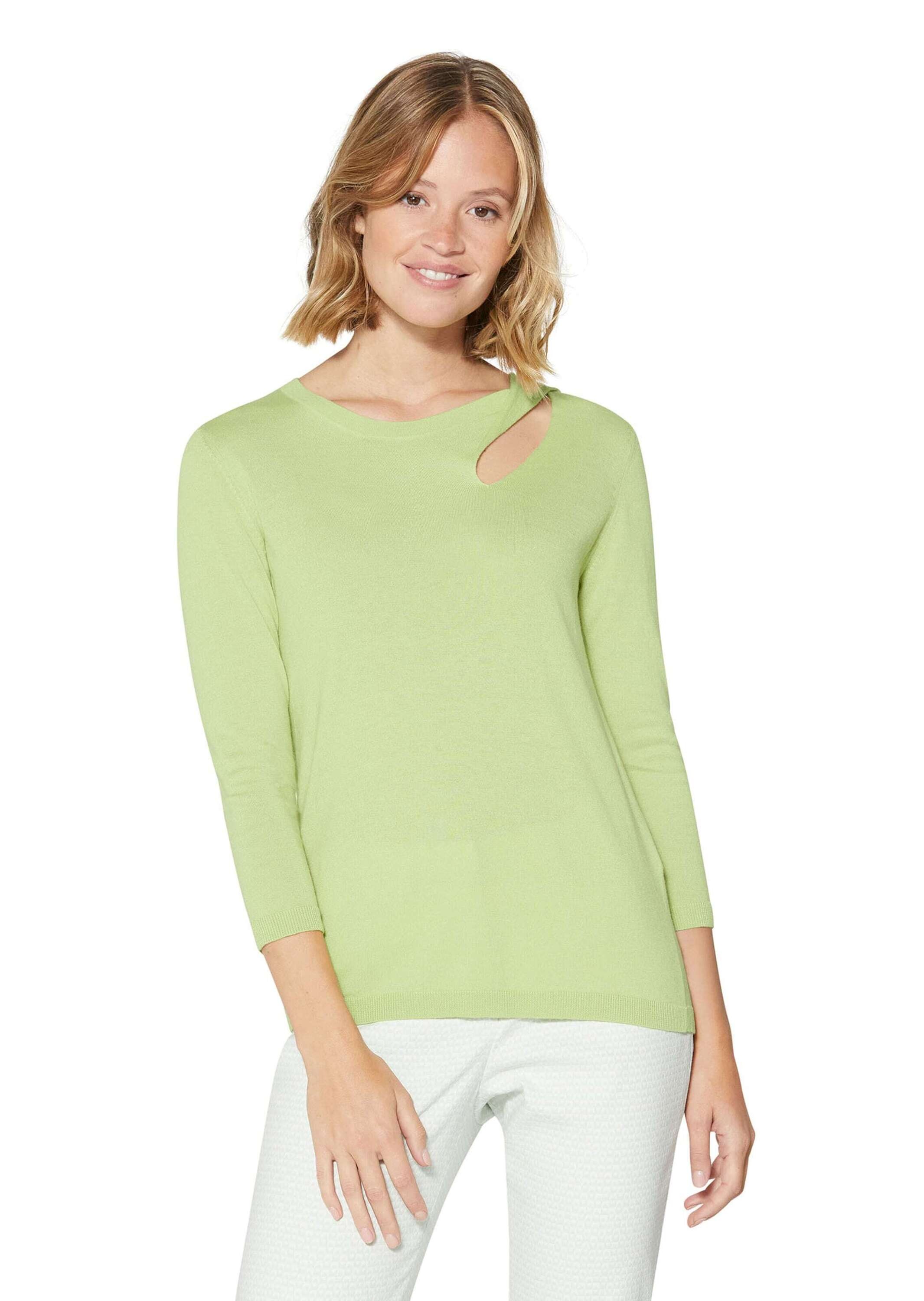 MADELEINE Longpullover »Pullover Feinstrick-Pullover mit 3/4-Ärmeln und Cut-out«