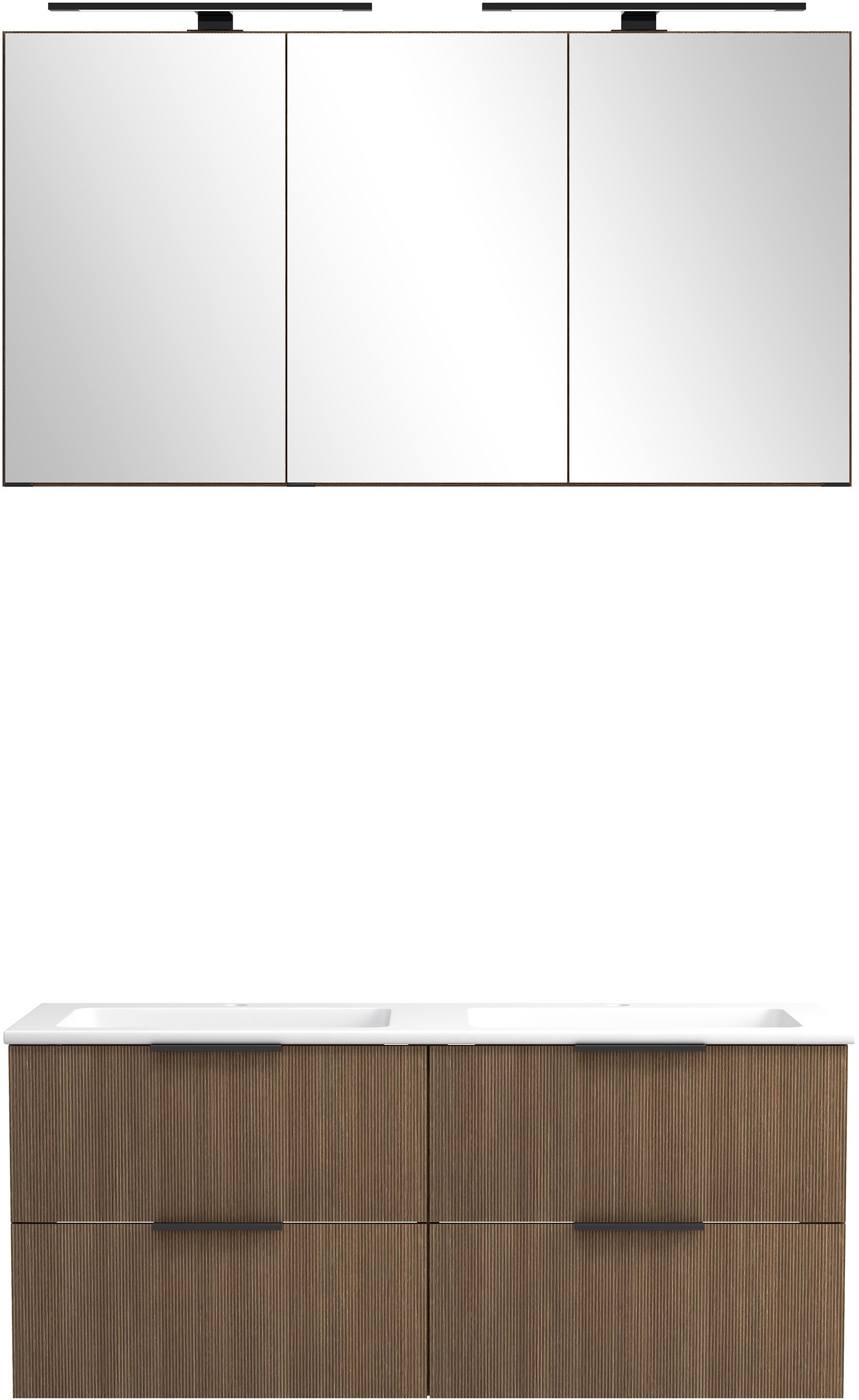 welltime Badmöbel-Set »Welltime, York Waschtisch-Set 120 cm, weißes oder schwarzes Becken«