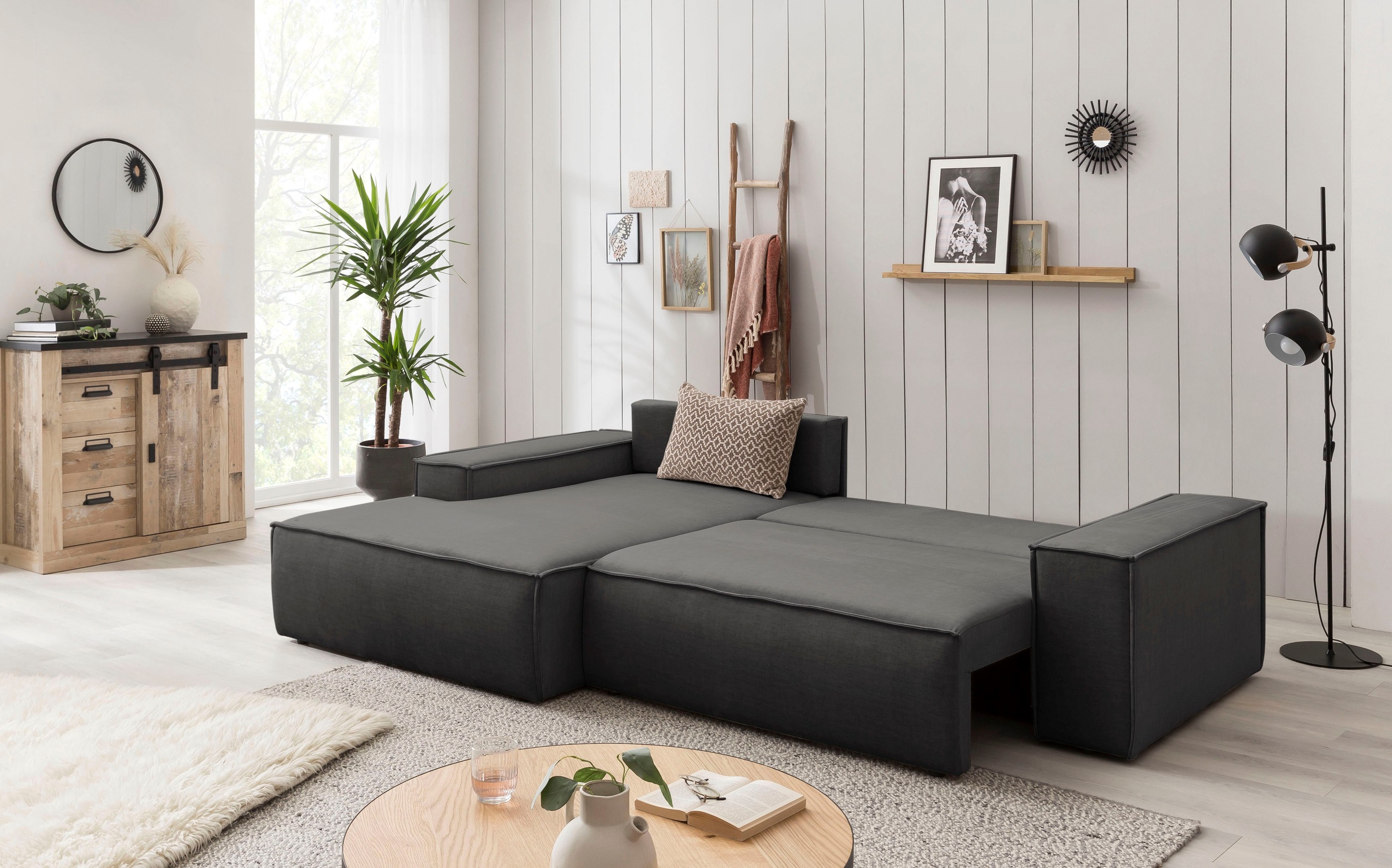 Ecksofa SHERWOOD Schlafsofa, mit Bettkasten, Cord-Bezug