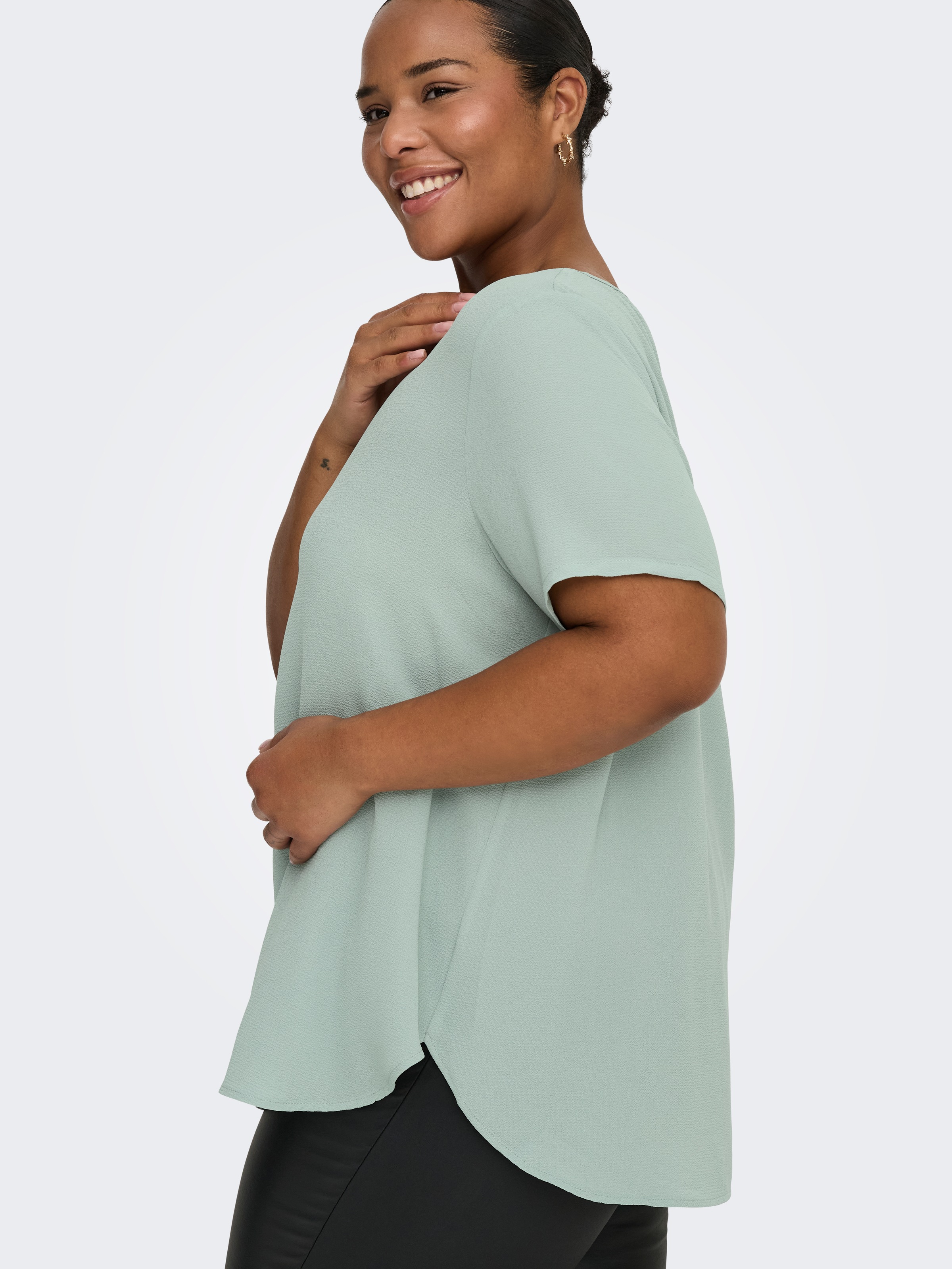 ONLY CARMAKOMA Shirtbluse "CARVICA SS TOP WVN NOOS" Materialmix, regular fi günstig online kaufen