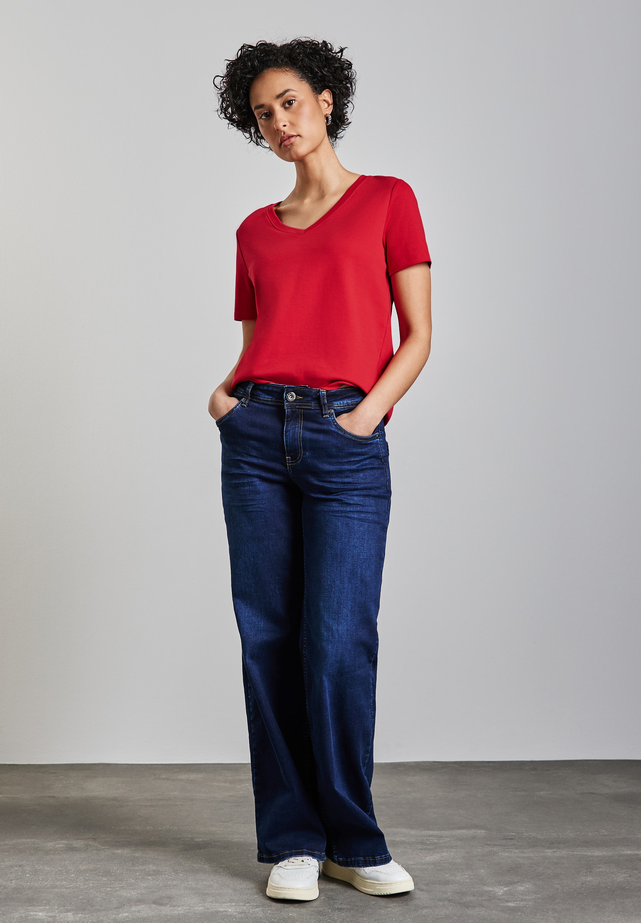 STREET ONE V-Shirt, aus reiner Baumwolle