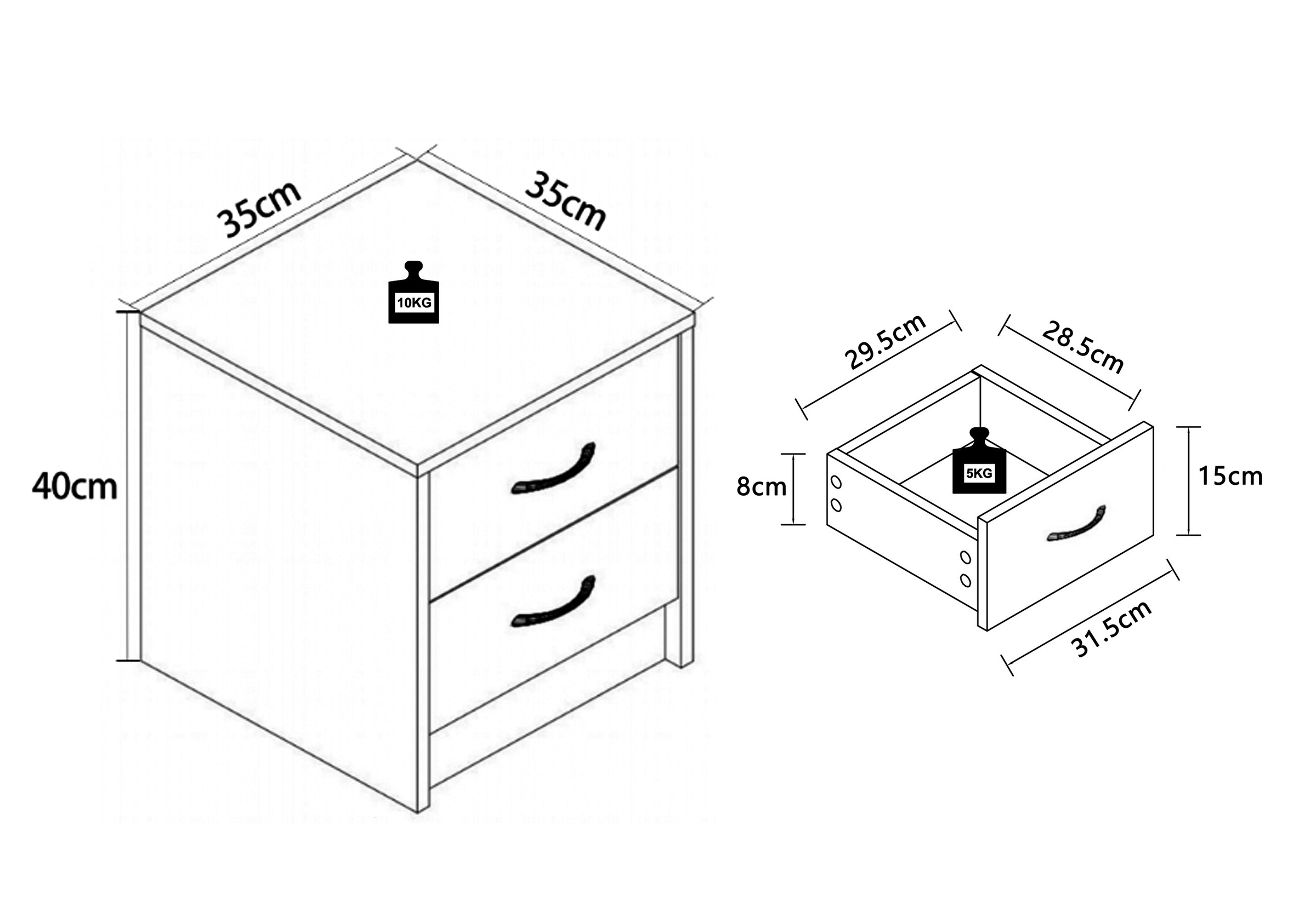 VCM Nachttisch »Holz Nachtschrank Nachttisch Schublade Boxal Mini«