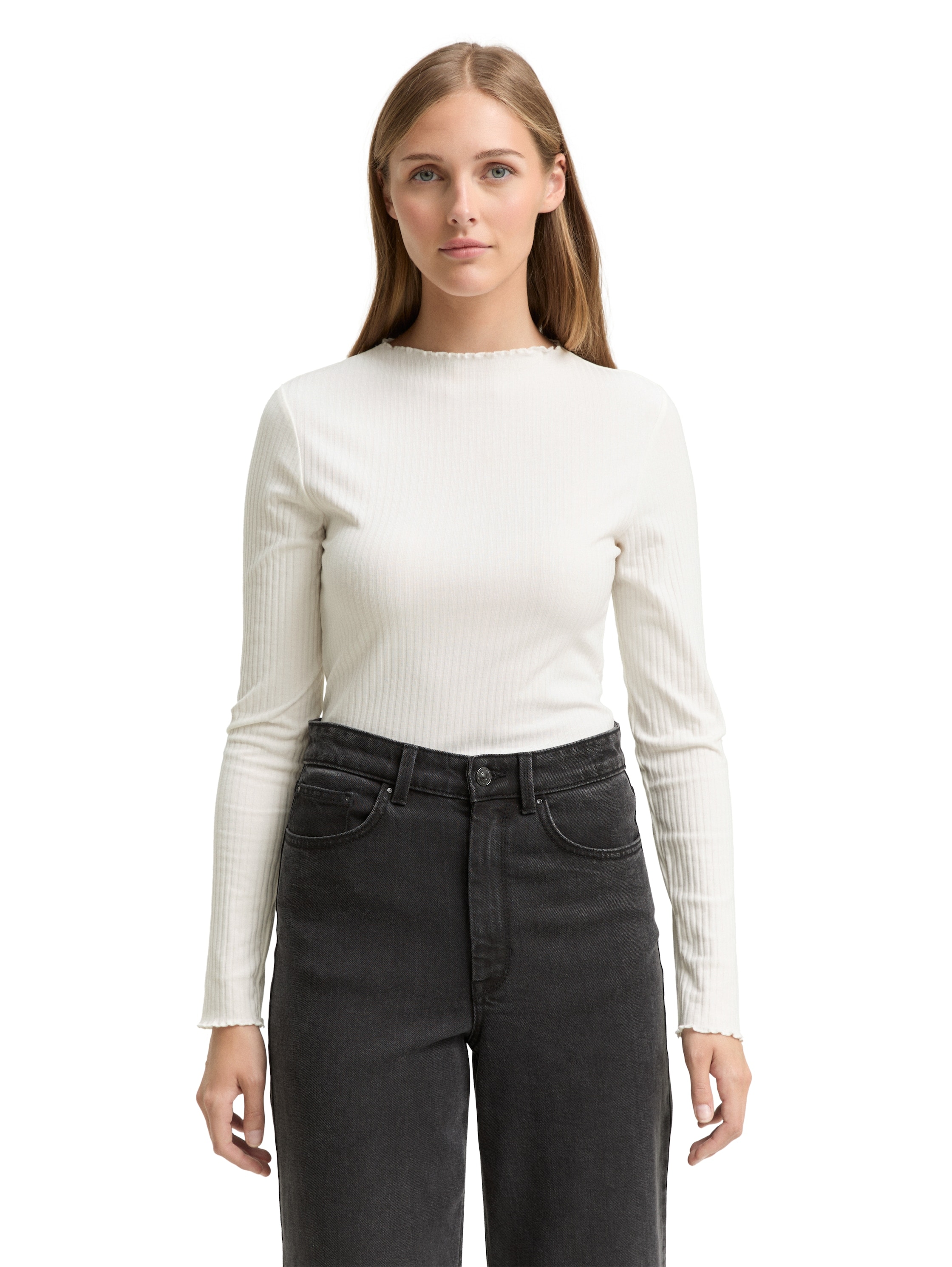 TOM TAILOR Denim Langarmshirt mit gewelltem Saum günstig online kaufen