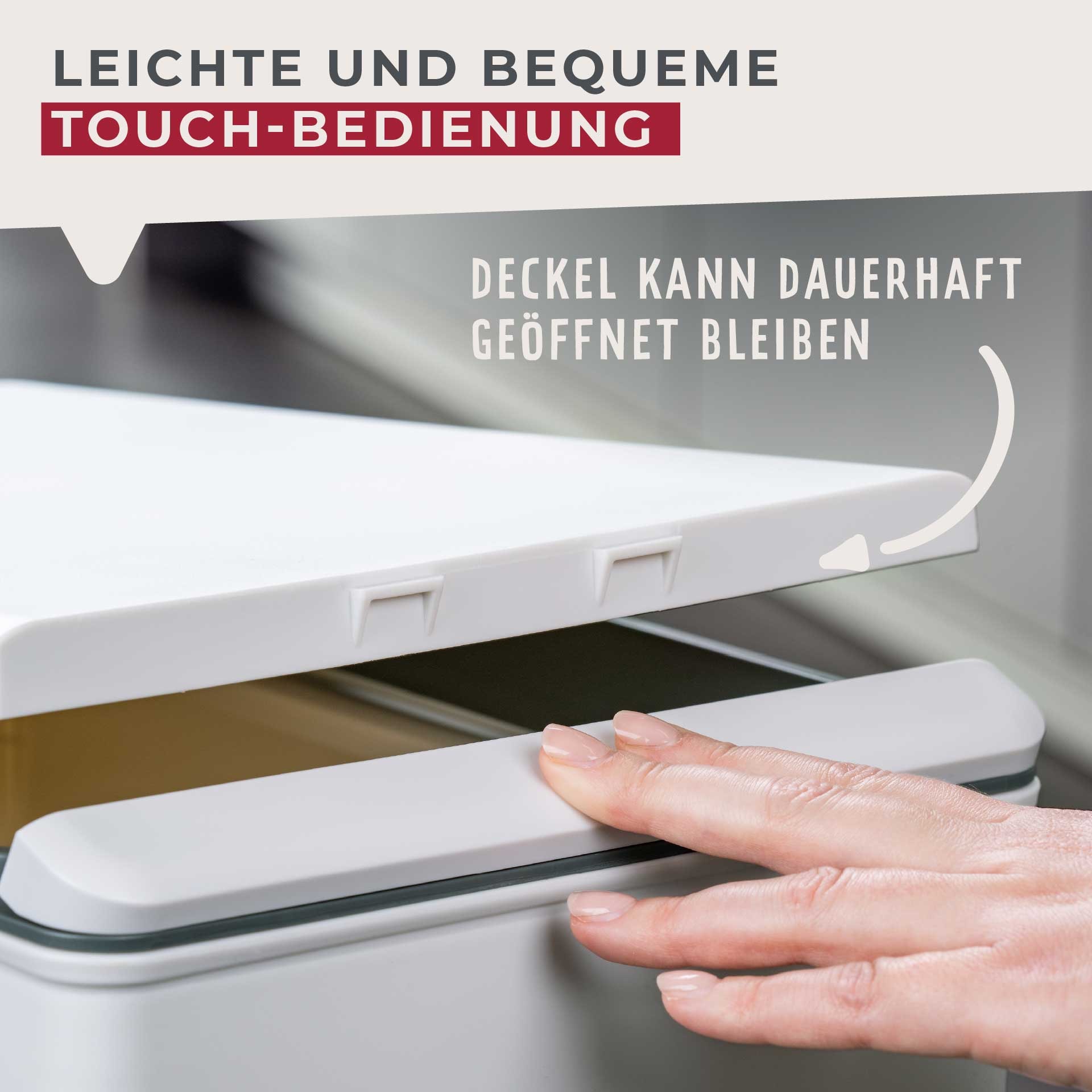 FACKELMANN Mülleimer »OSLO, Touch Abfalleimer« 1 Behälter ideal als Mehrfachsammler, leicht & robust mit sanfter Touch-Öffnung