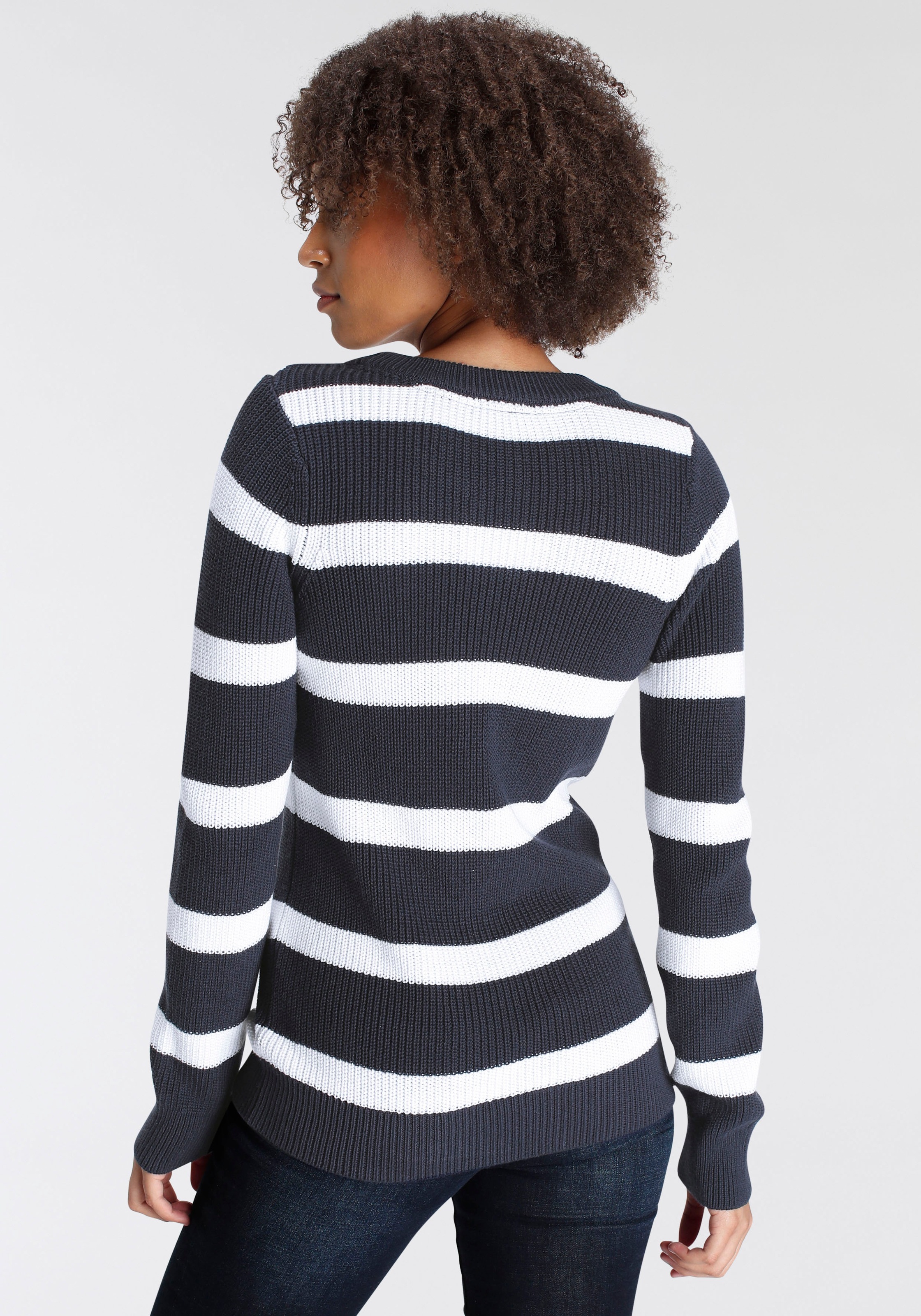 Thumbnail - Arizona Rundhalspullover aus Grobstrick im Streifendesign