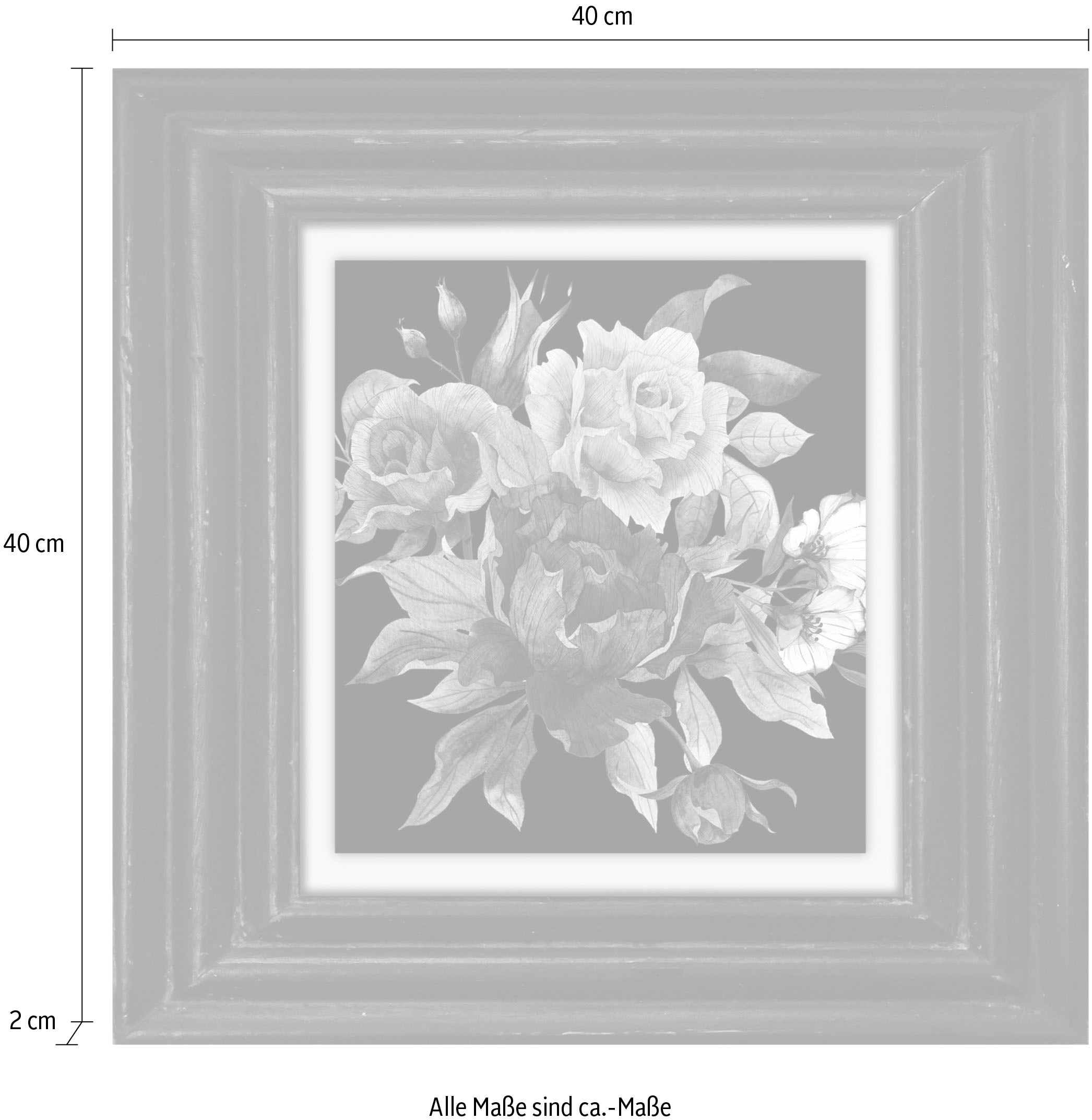 queence Leinwandbild »Blumen«, Kunst-Blumen-Blumenbilder-Stillleben-Garten-Gartenbilder, Premium-Leinwandstoff, Handarbeit aus Deutschland, 40x40cm