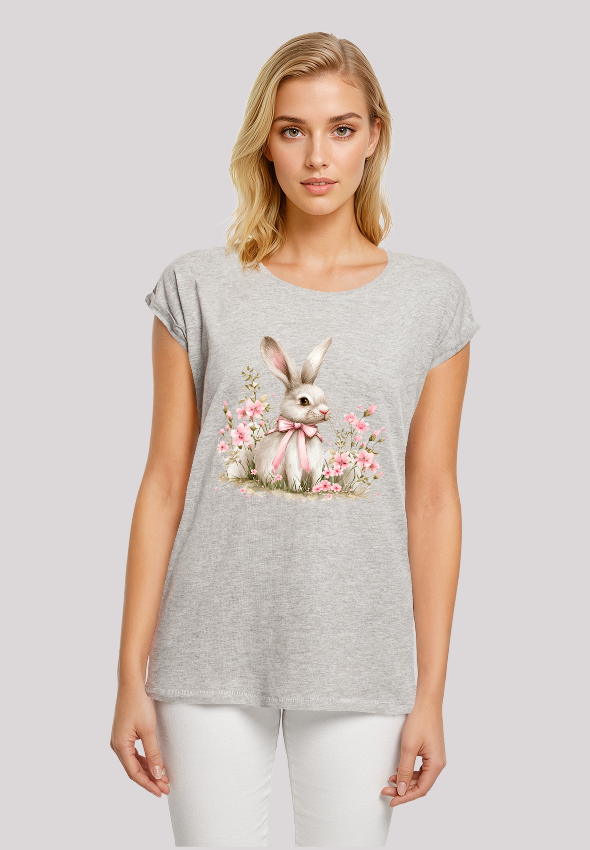 F4NT4STIC T-Shirt "Niedlicher Osterhase mit Blumen", Premium Qualität günstig online kaufen