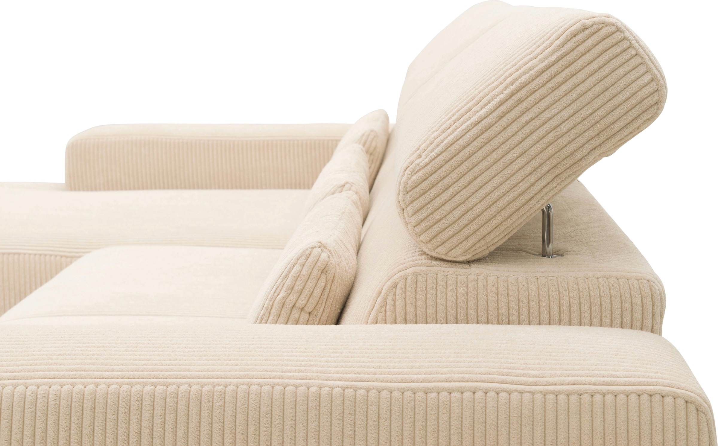 DOMO collection Ecksofa »Brandon große Ausführung B/T/H: 289/177/80 cm, auch in Leder und Cord«, mit Kopfteilverstellung, wahlweise Sitztiefenverstellung, L-Form